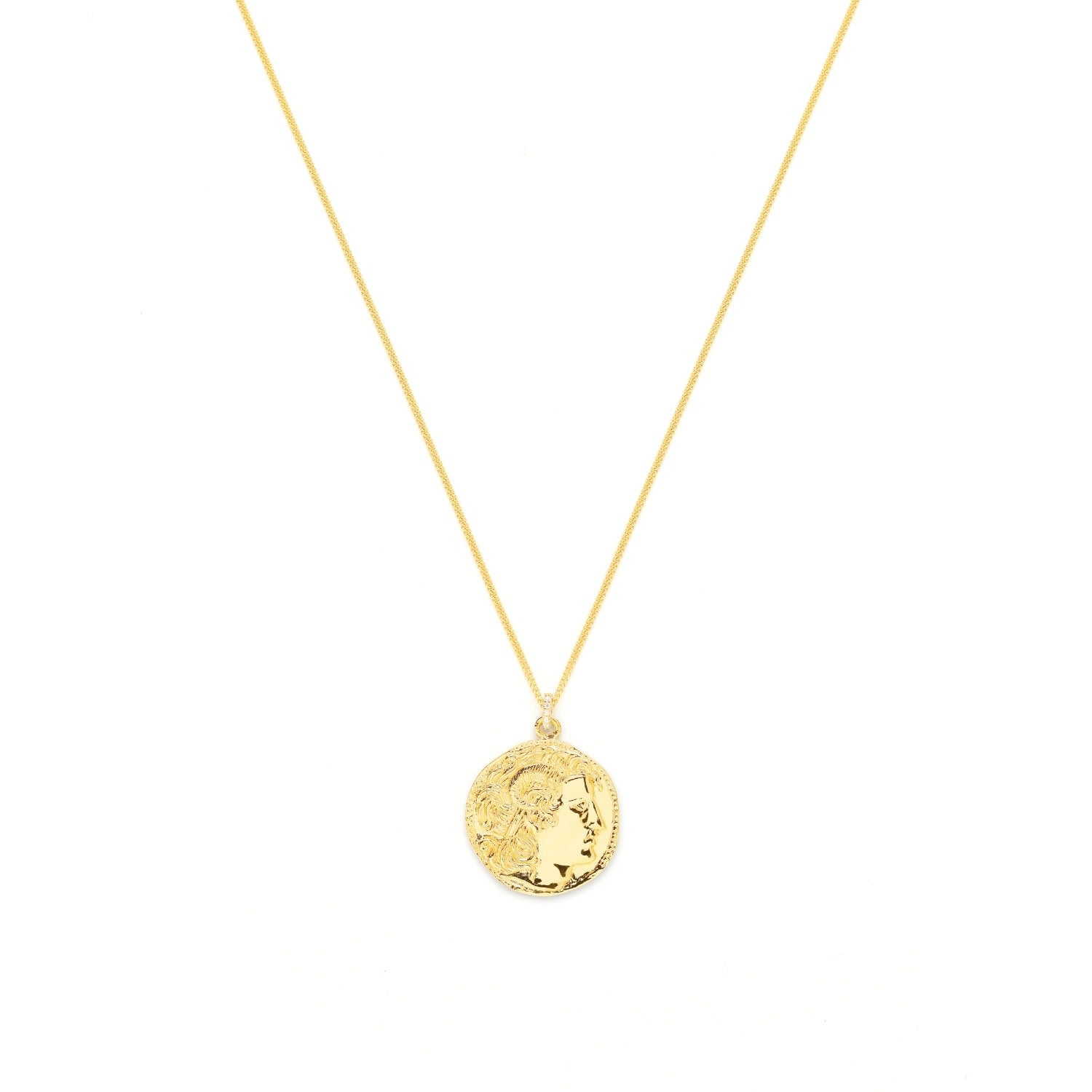Alexander The Great Bust Antique Coin Necklace, Unisex, Gold Over Sterling Silver