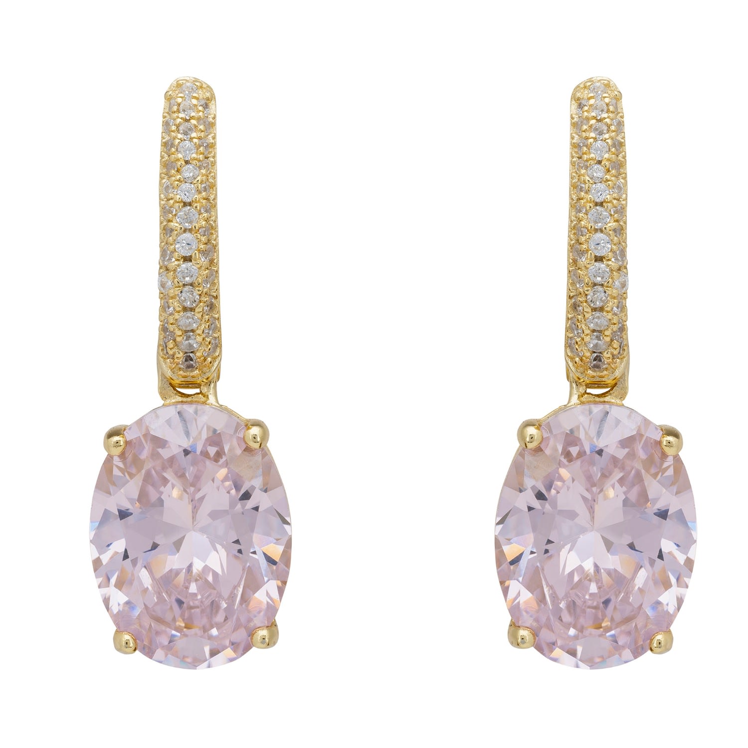 Alexandra Oval Drop Earrings Gold Morganite