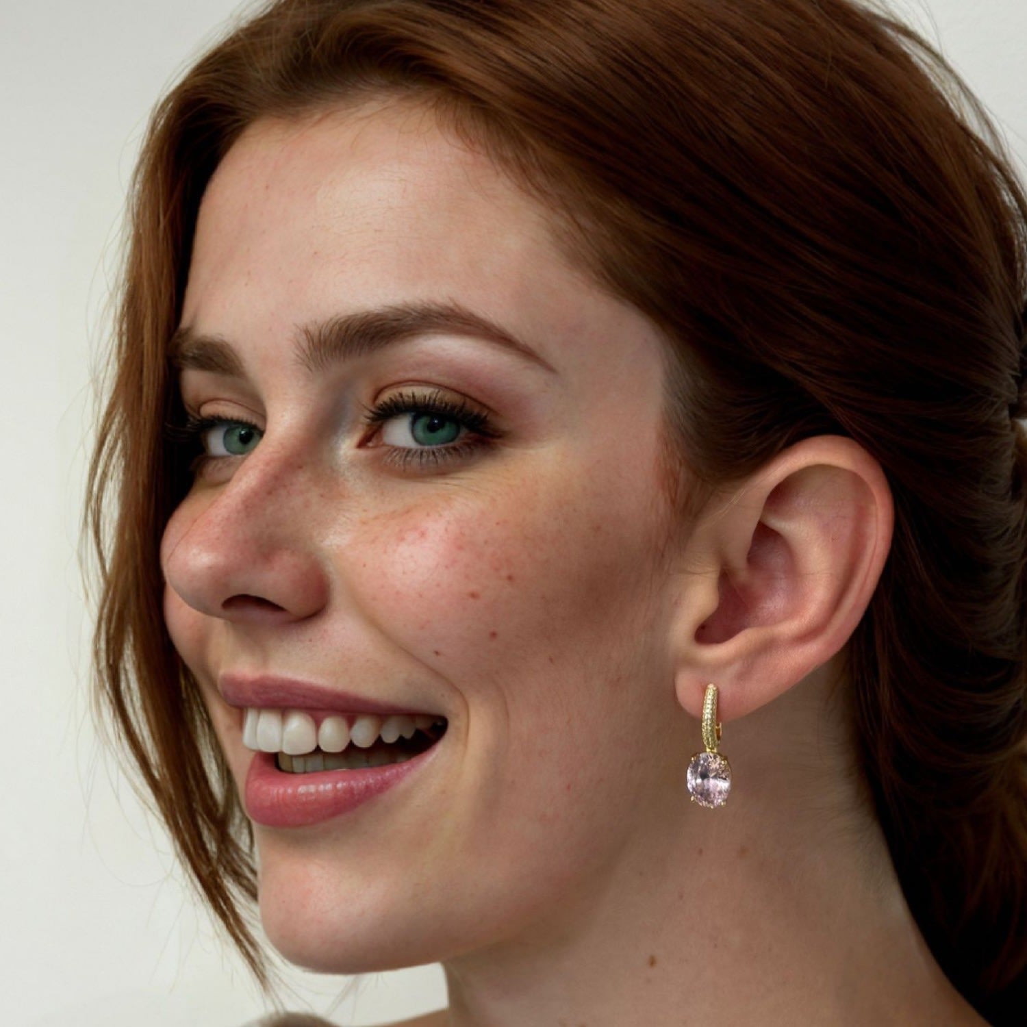 Alexandra Oval Drop Earrings Gold Morganite