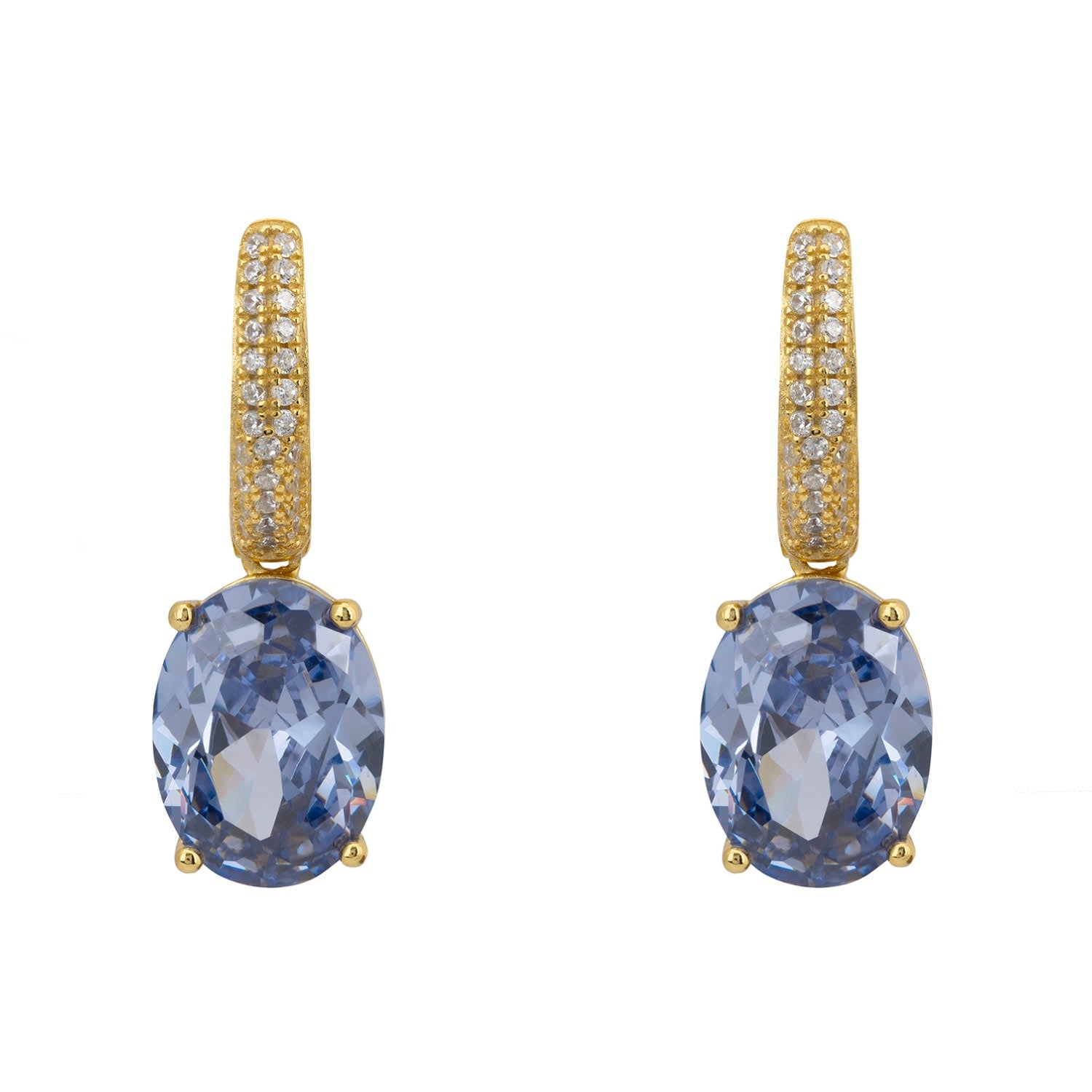Alexandra Oval Drop Earrings Gold Tanzanite