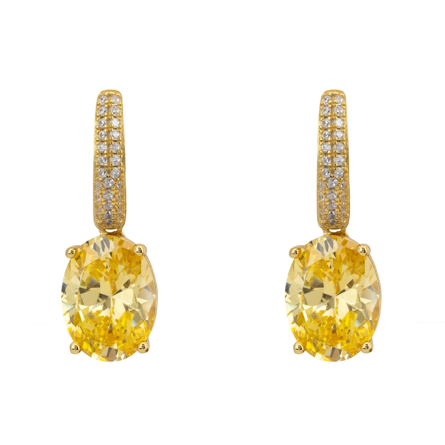 Alexandra Oval Drop Earrings Gold Yellow Topaz