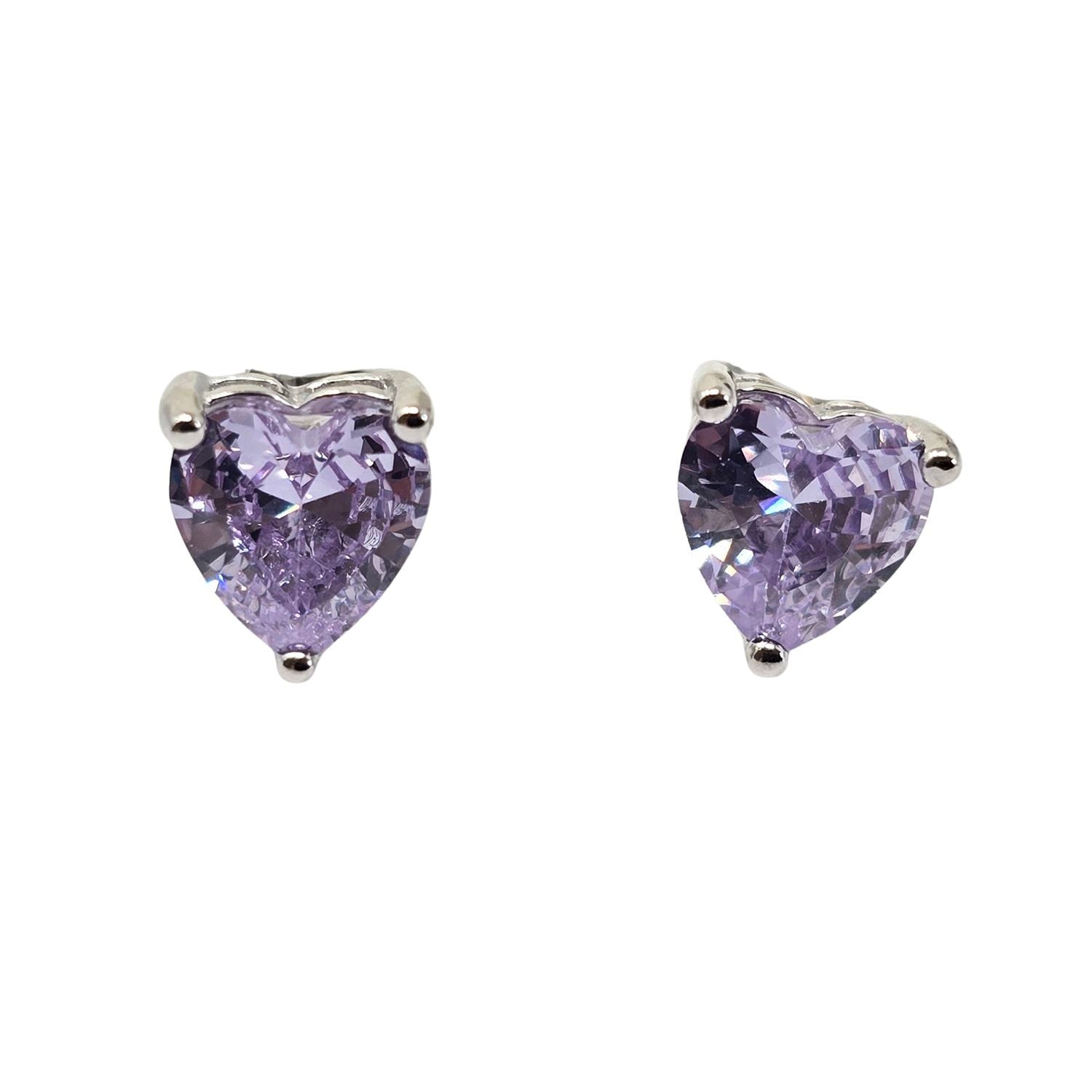 Alexandrite Heart Silver Stud Gemstone Earrings
