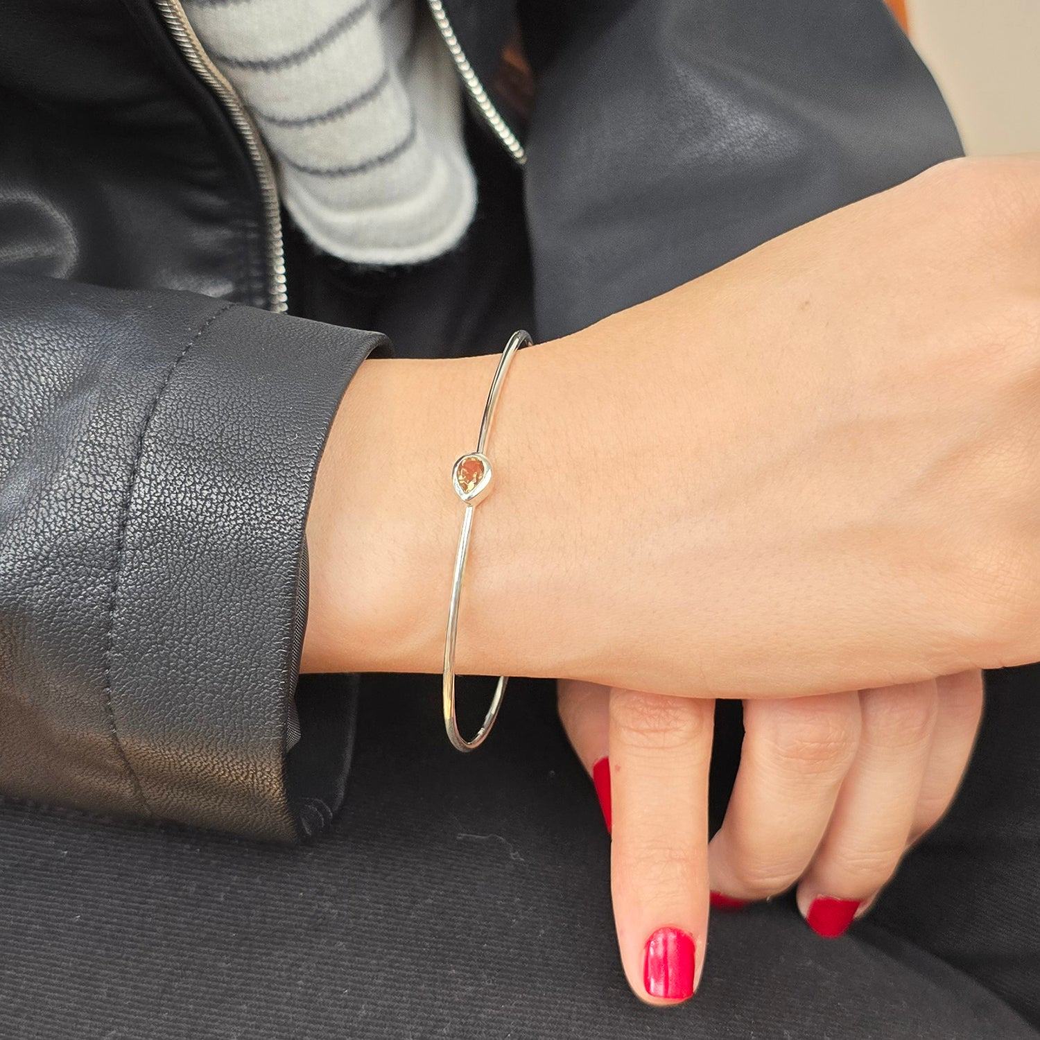 Alexandrite June Birthstone Sterling Silver Bangle