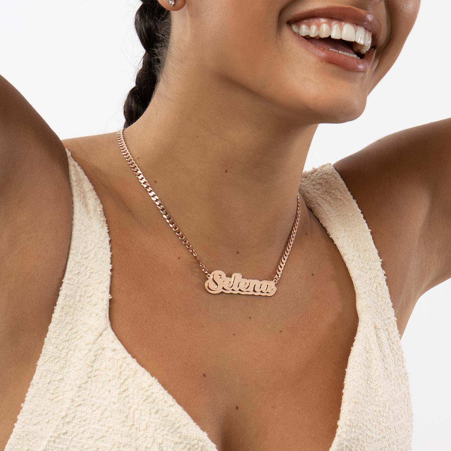 Alexis Double Plated Name Necklace in 18K Rose Gold Plating