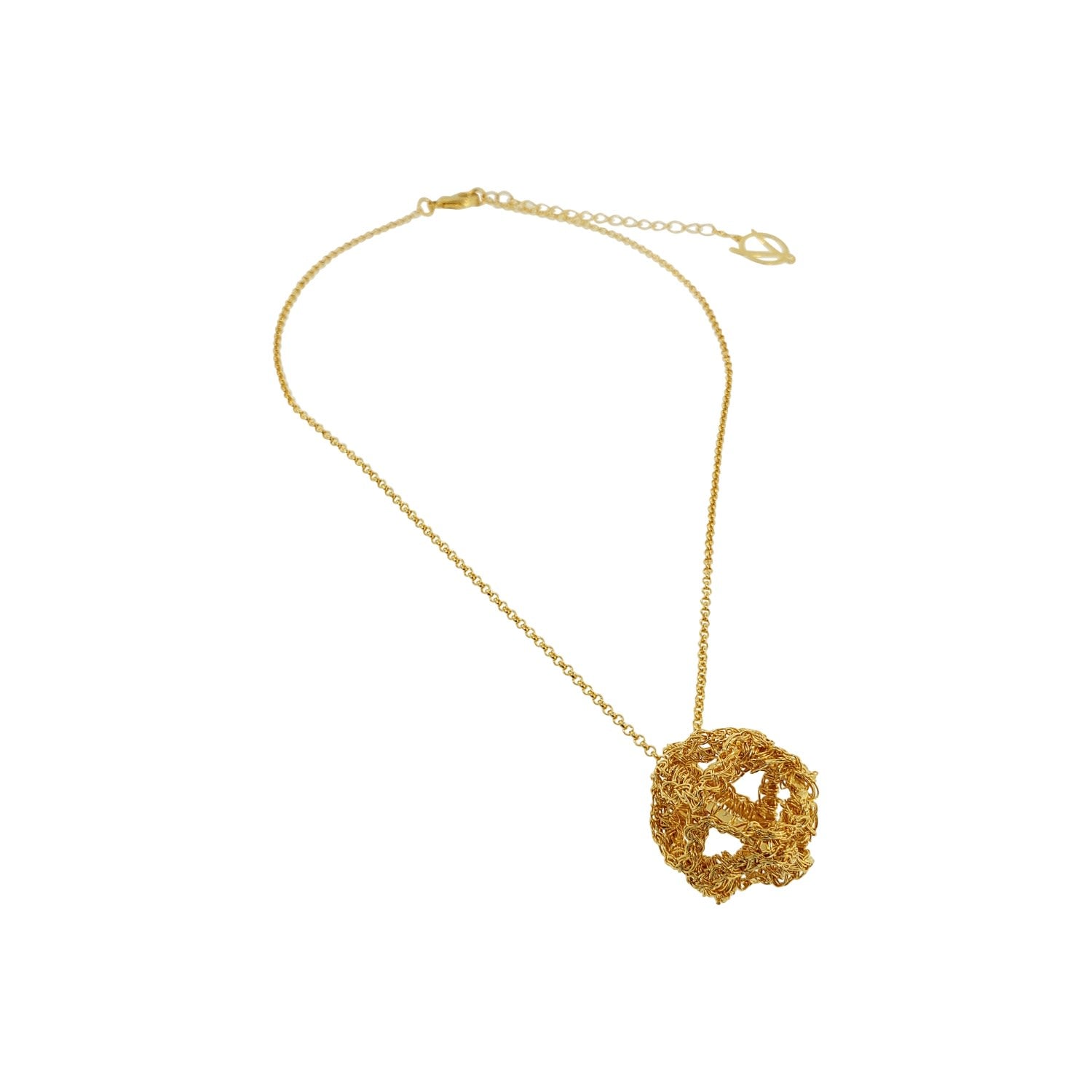 All Gold Cube Handmade Crochet Necklace