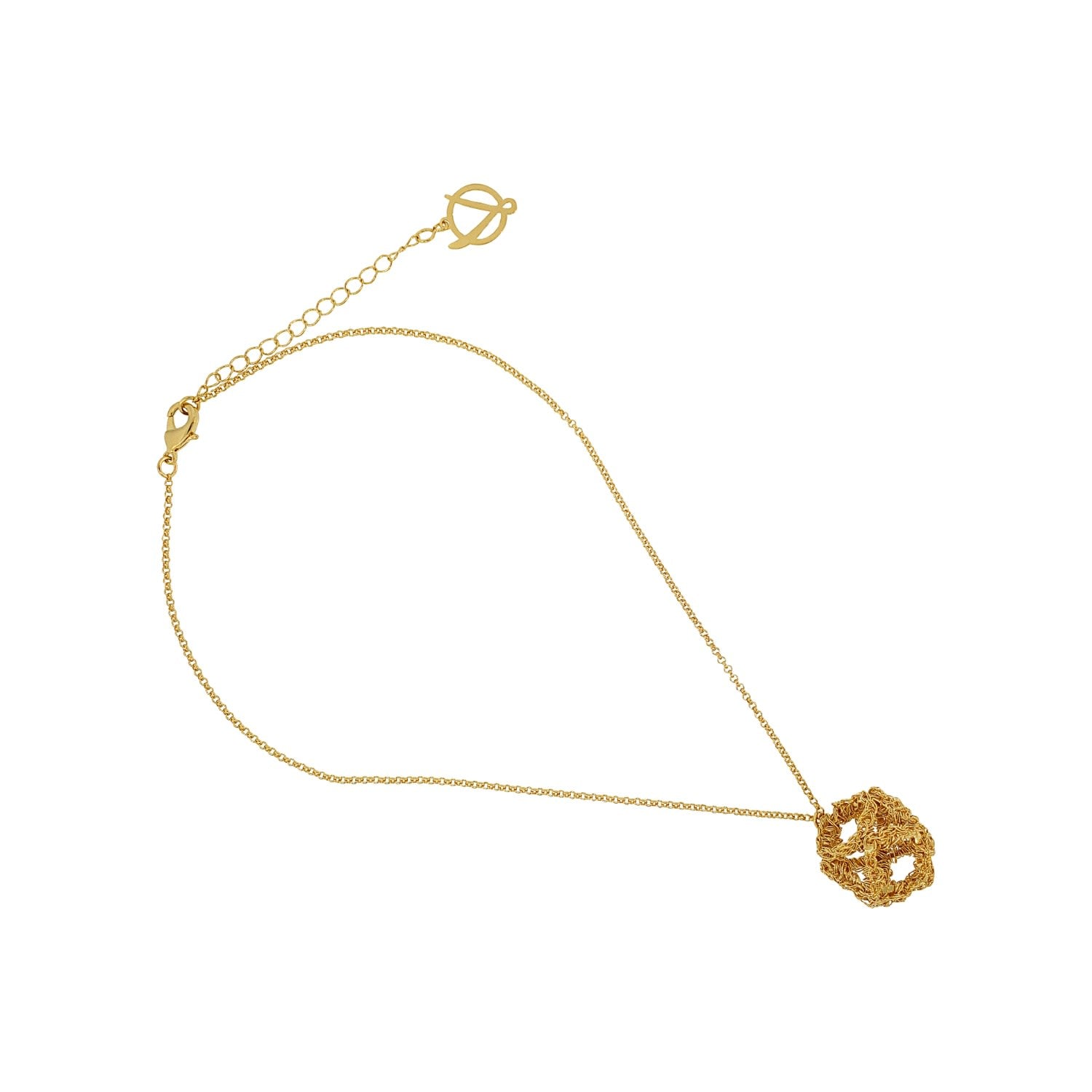All Gold Cube Handmade Crochet Necklace