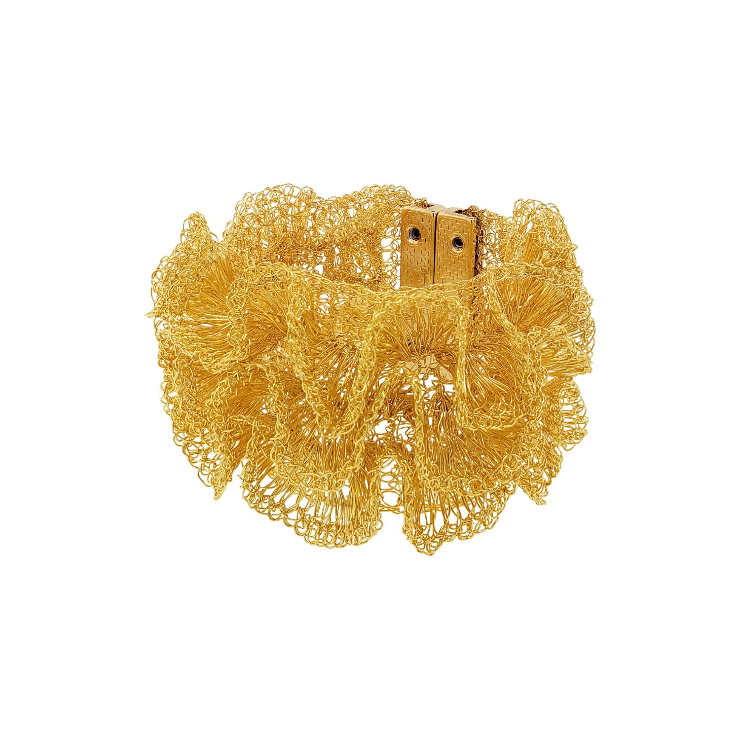 All Gold Rio Handmade Ruffled Crochet Bracelet