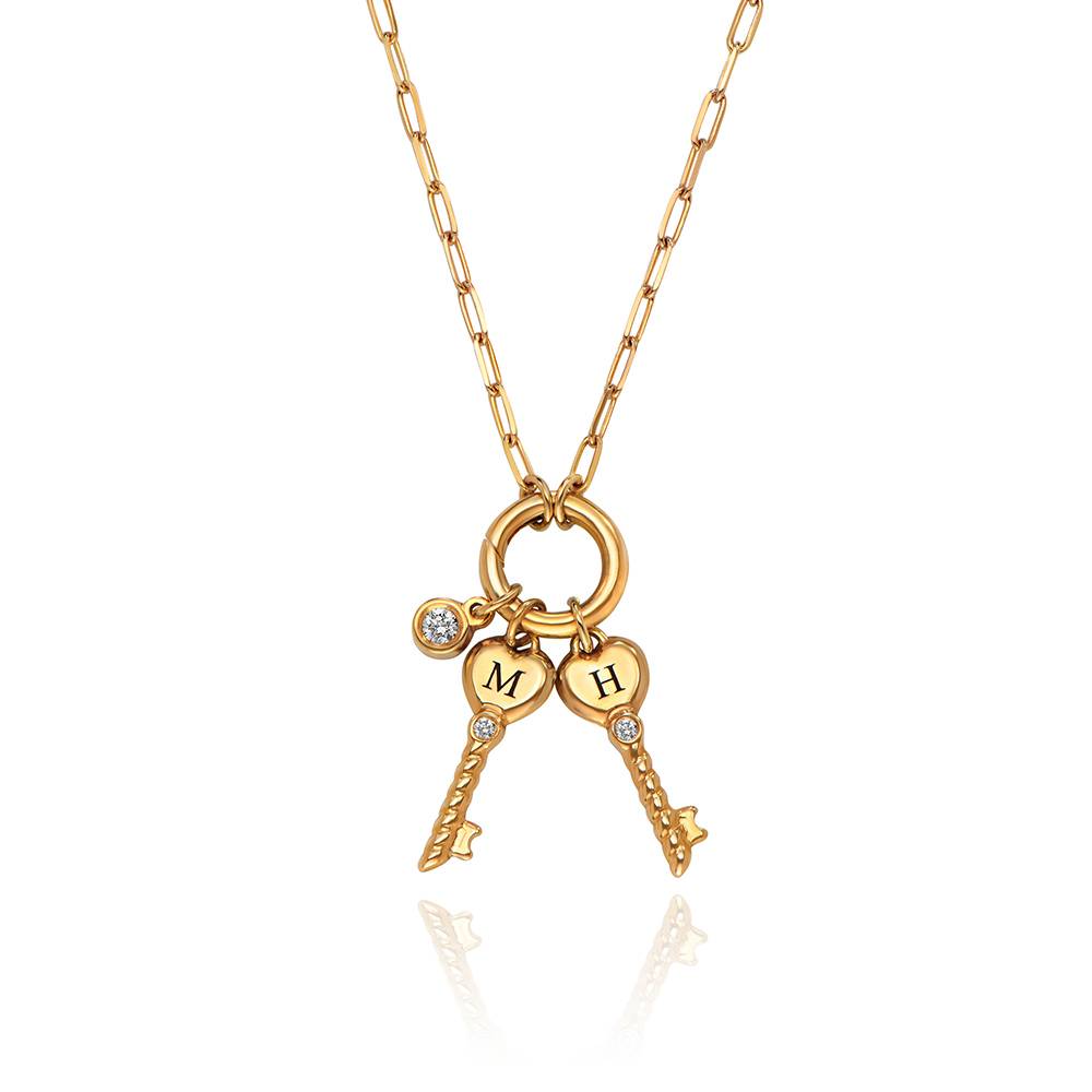 All Locked In Initial Diamond Necklace in Gold With Diamond Charm