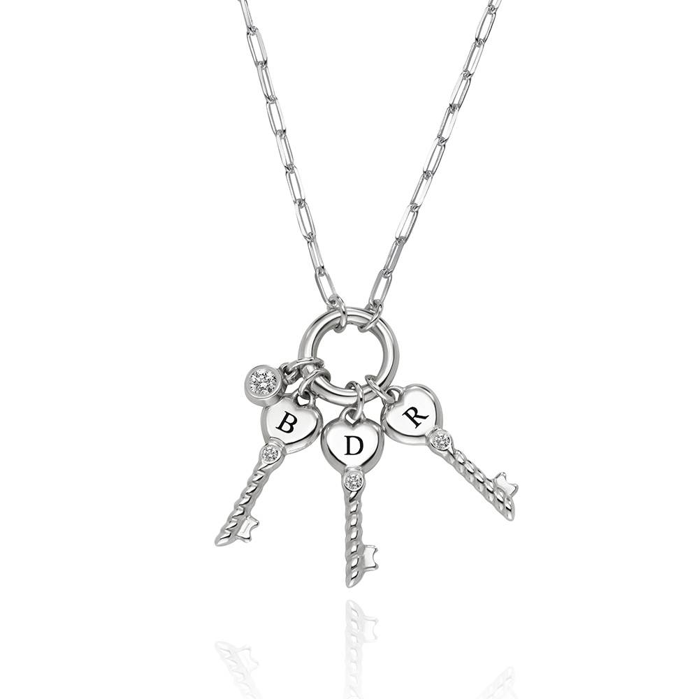 All Locked In Initial Diamond Necklace in Silver with Diamond Charm