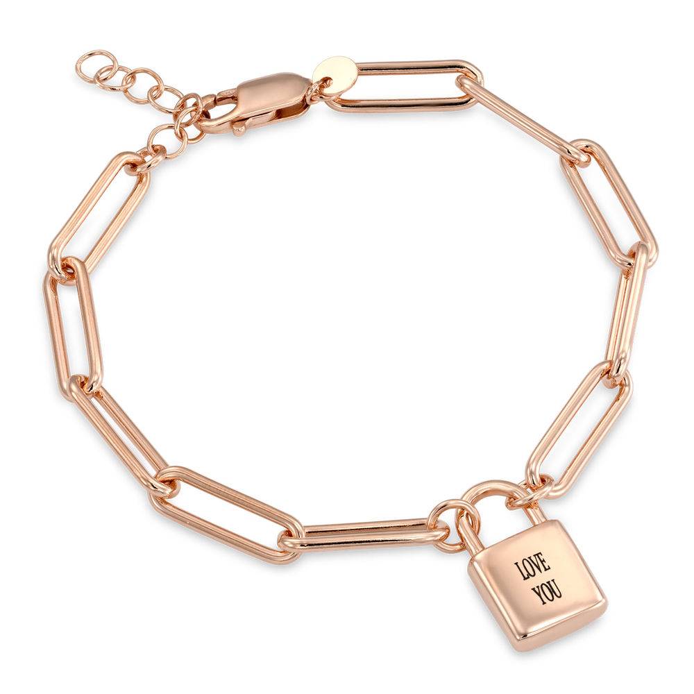 Allie Padlock Link Bracelet in Rose Gold Plating