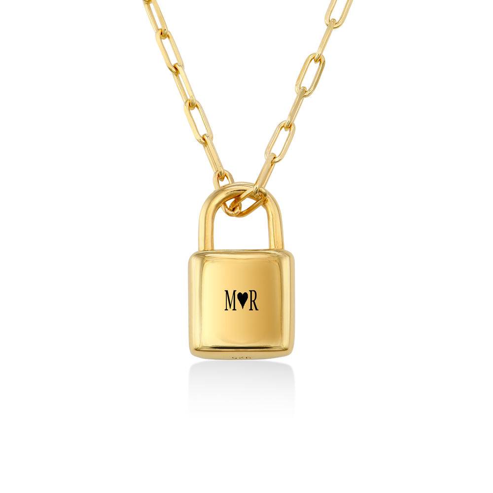 Allie Padlock Link Necklace in Gold Plating - Lock Necklace
