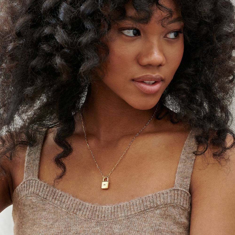 Allie Padlock Link Necklace in Gold Vermeil