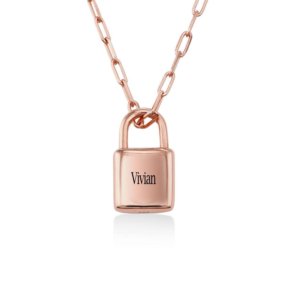 Allie Padlock Link Necklace in Rose Gold Plating