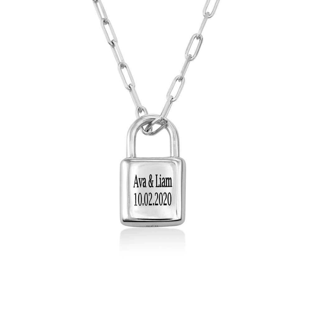 Allie Padlock Link Necklace in Sterling Silver - Lock Necklace