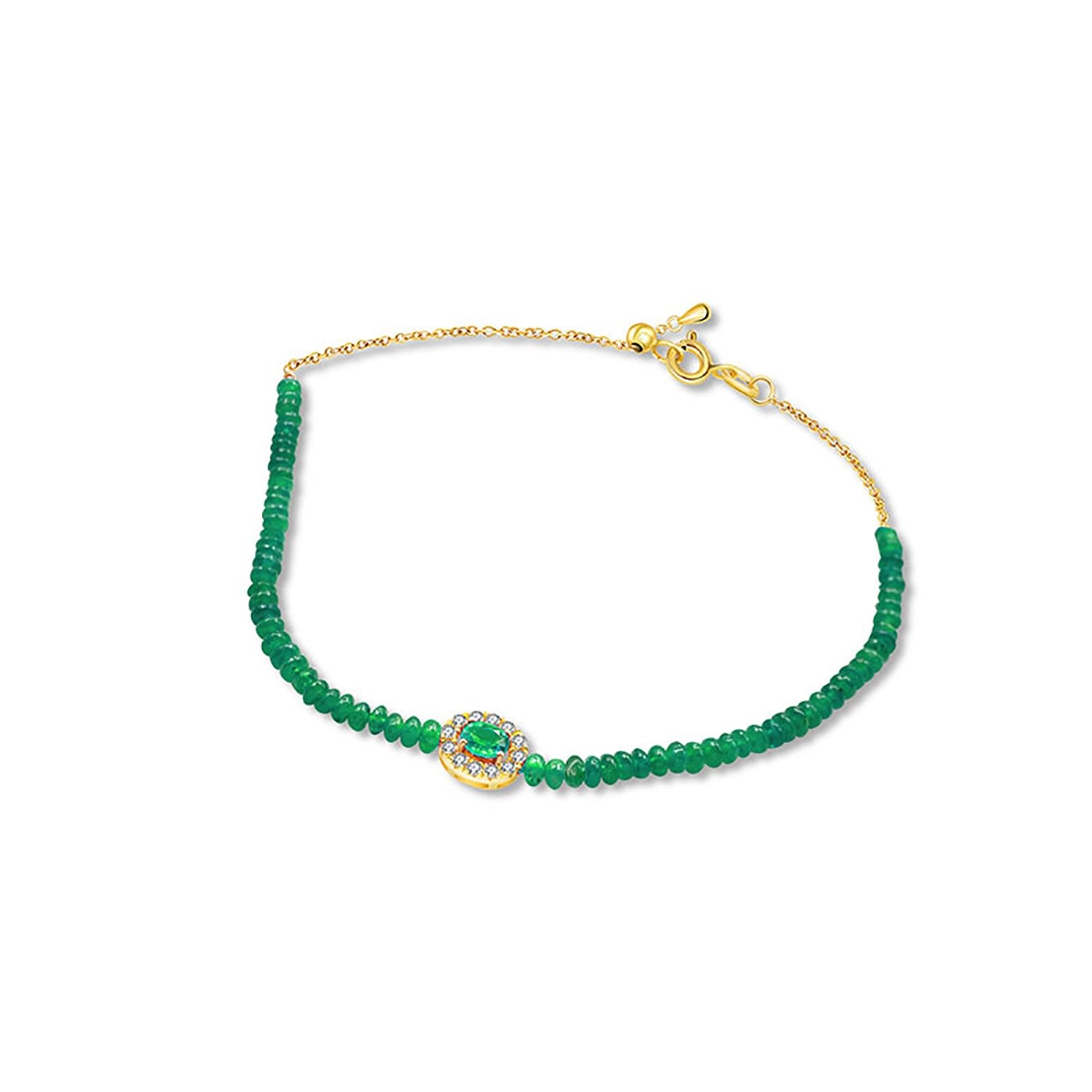 18K Yellow Gold Emerlad Bead Bracelet