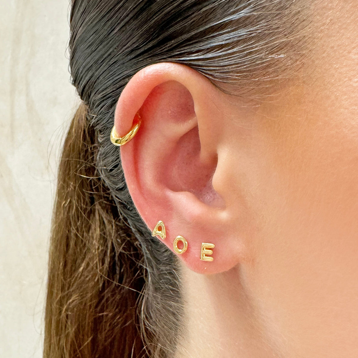 Alphabet Gold Single Stud