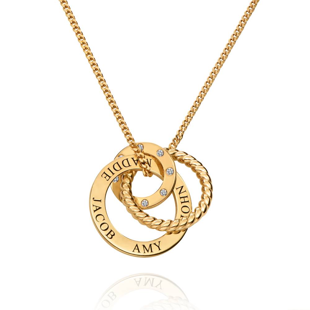 Alta Engraved Necklace with Diamonds in 18K Gold Vermeil