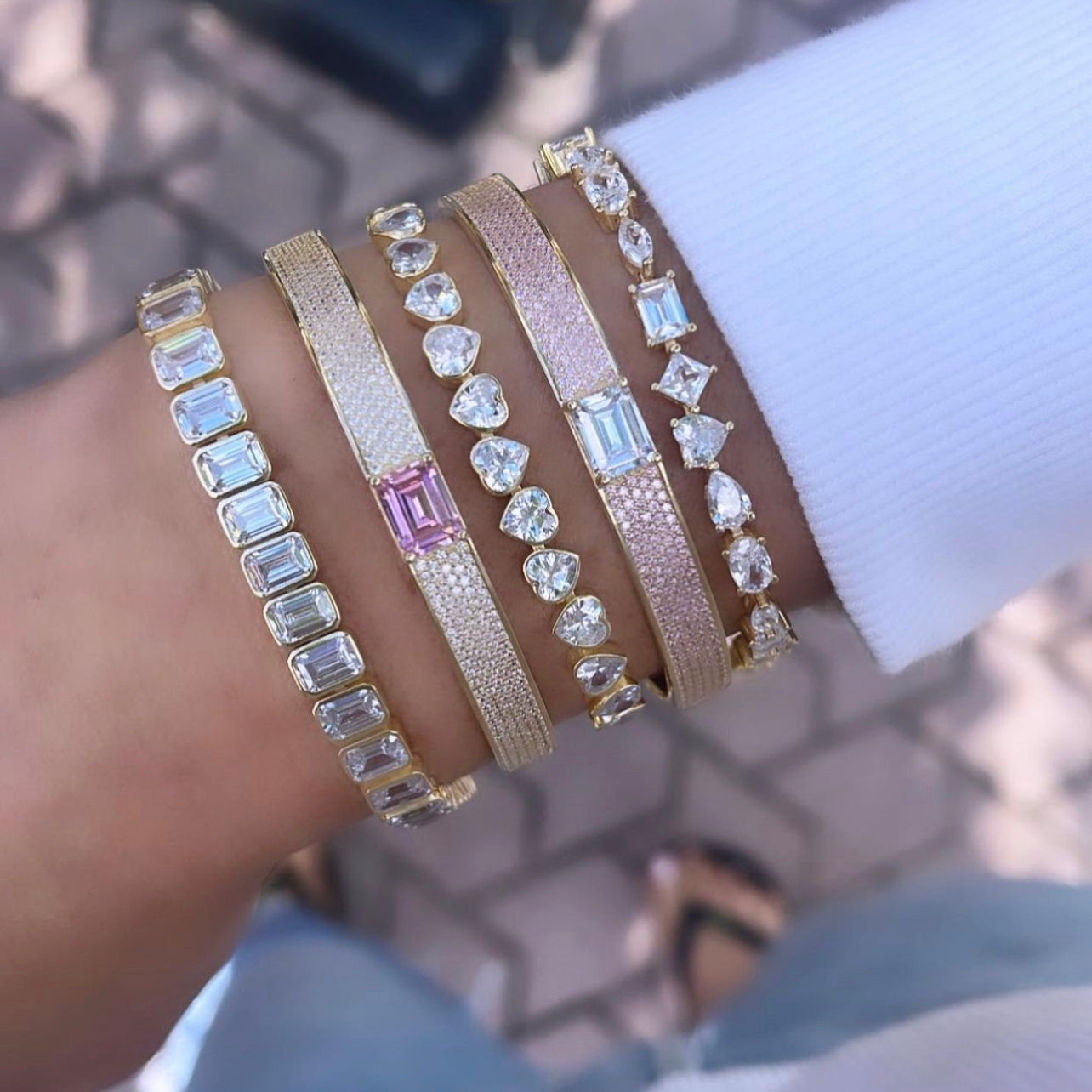 Multi Shape Tennis Bracelet - Gold