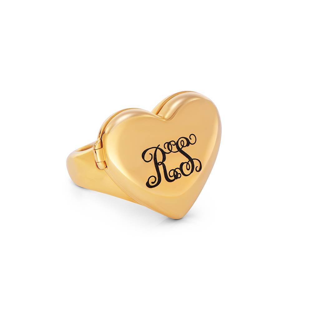 Always in My Heart  Photo Monogram Ring in Gold Finish - Image ring