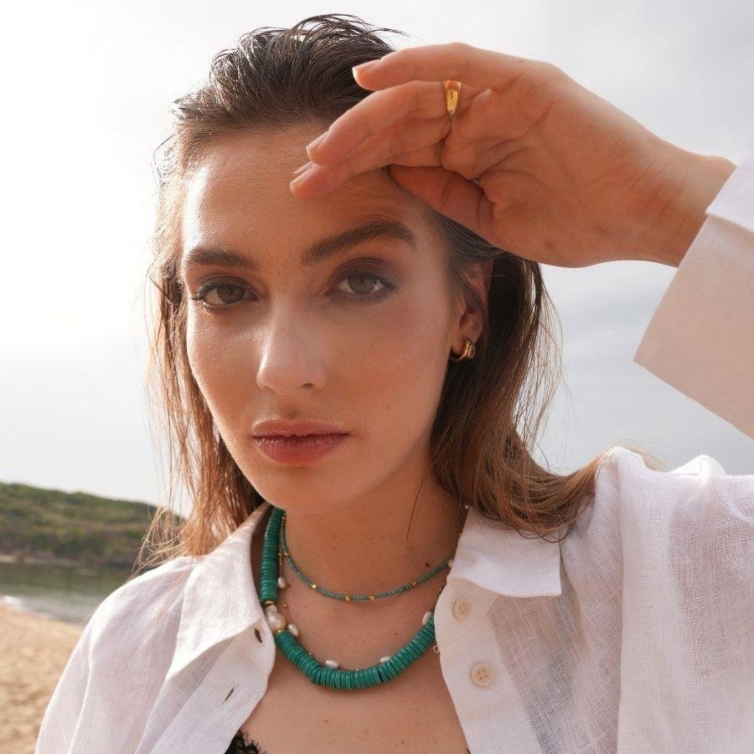 Alya Turquoise Big Pearl Necklace