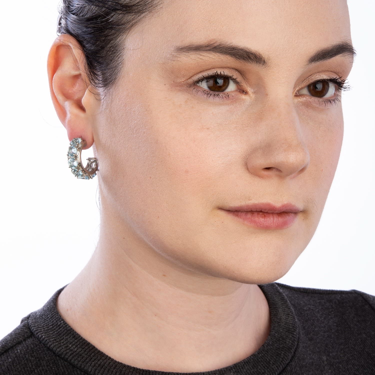 Alyson Hoops Blue Quartz Pierced