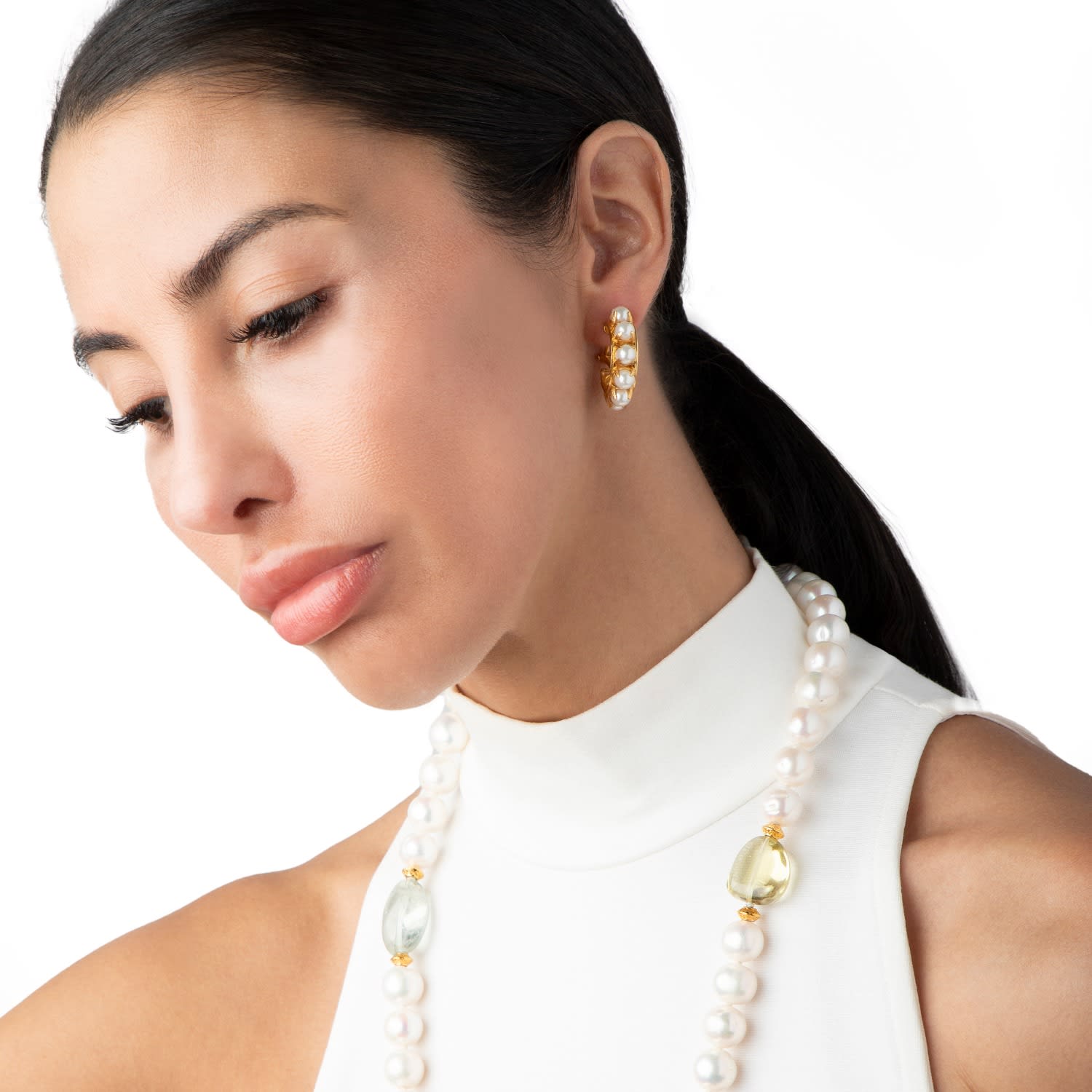 Alyson Hoops Pearls Pierced