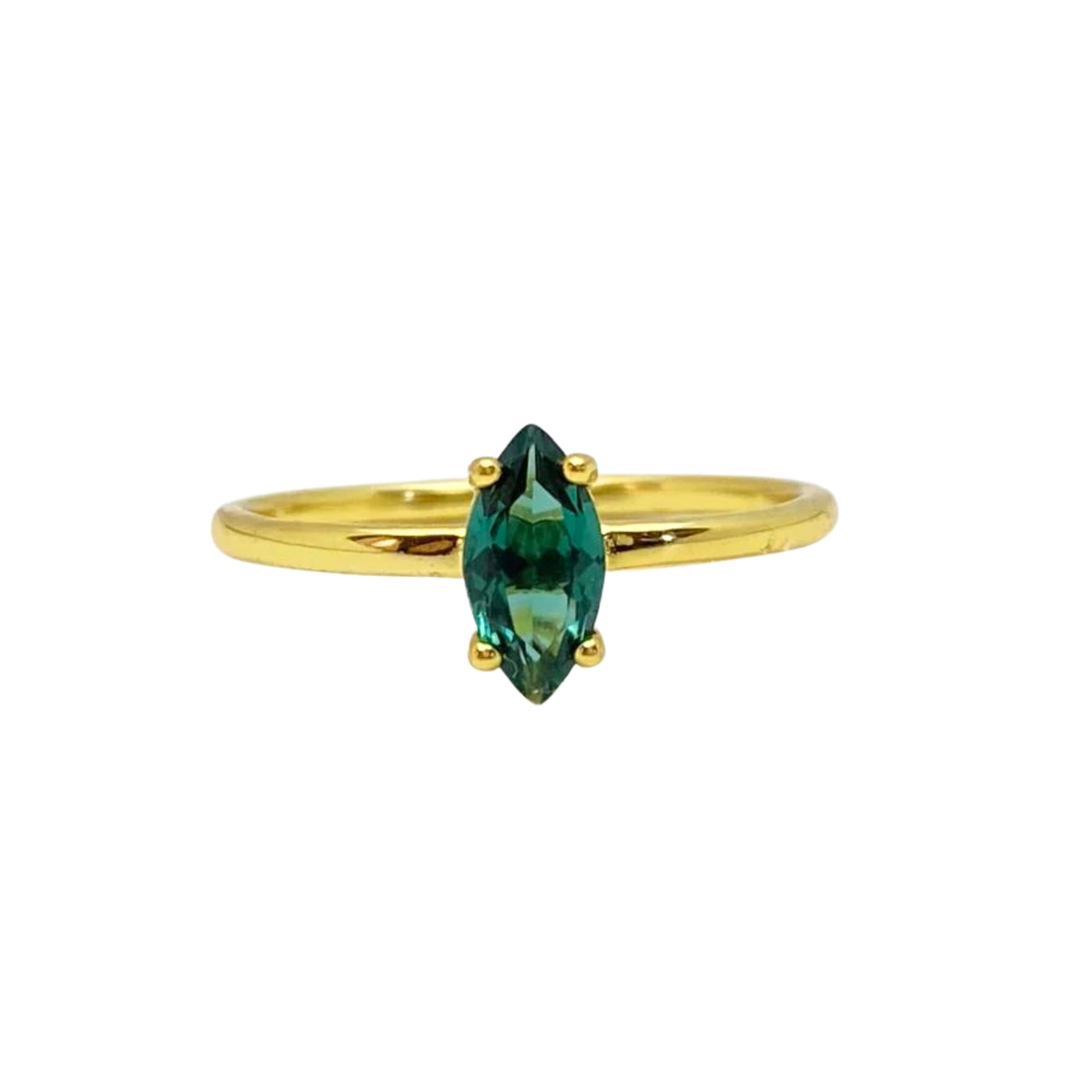 Oval Cut Green Zirconia Gold Ring