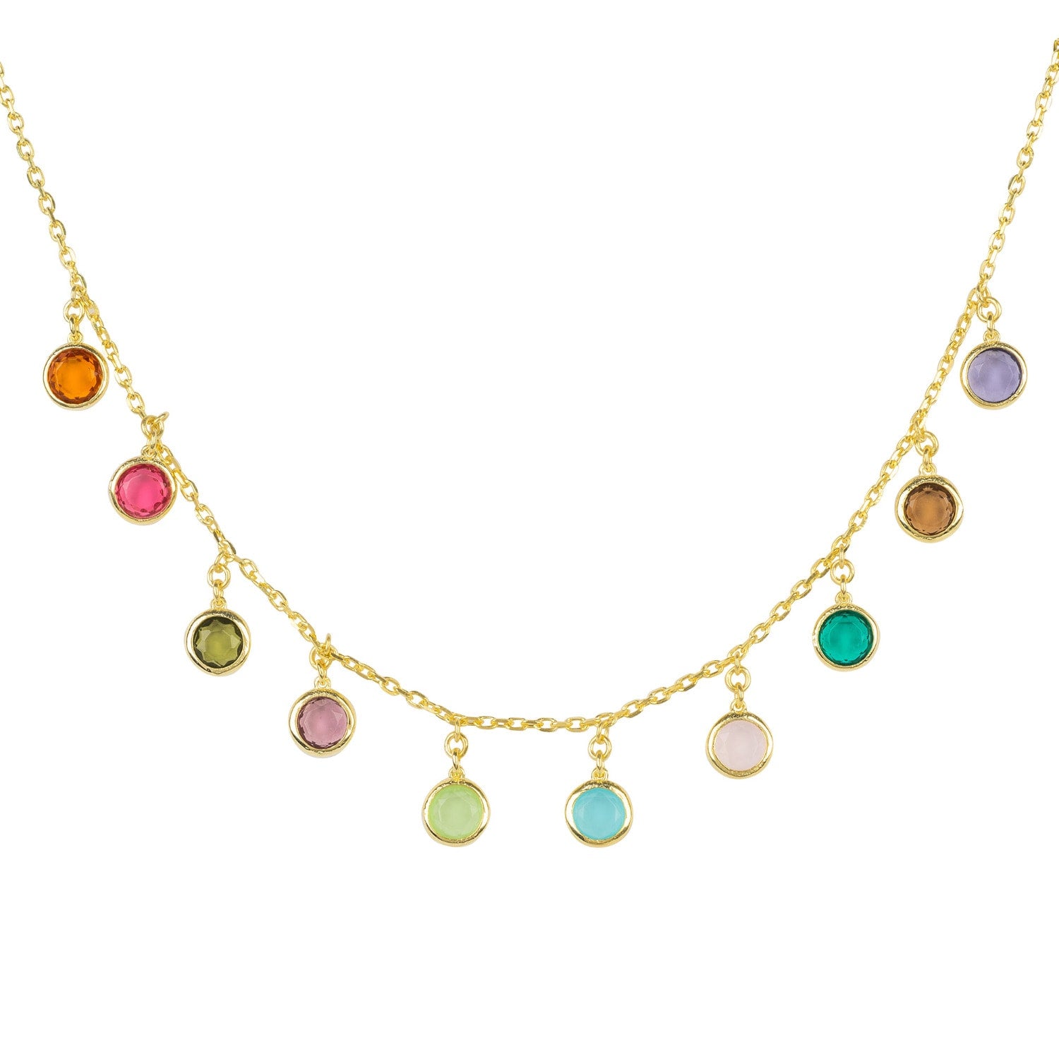 Florence Multi Coloured Gemstone Necklace Gold