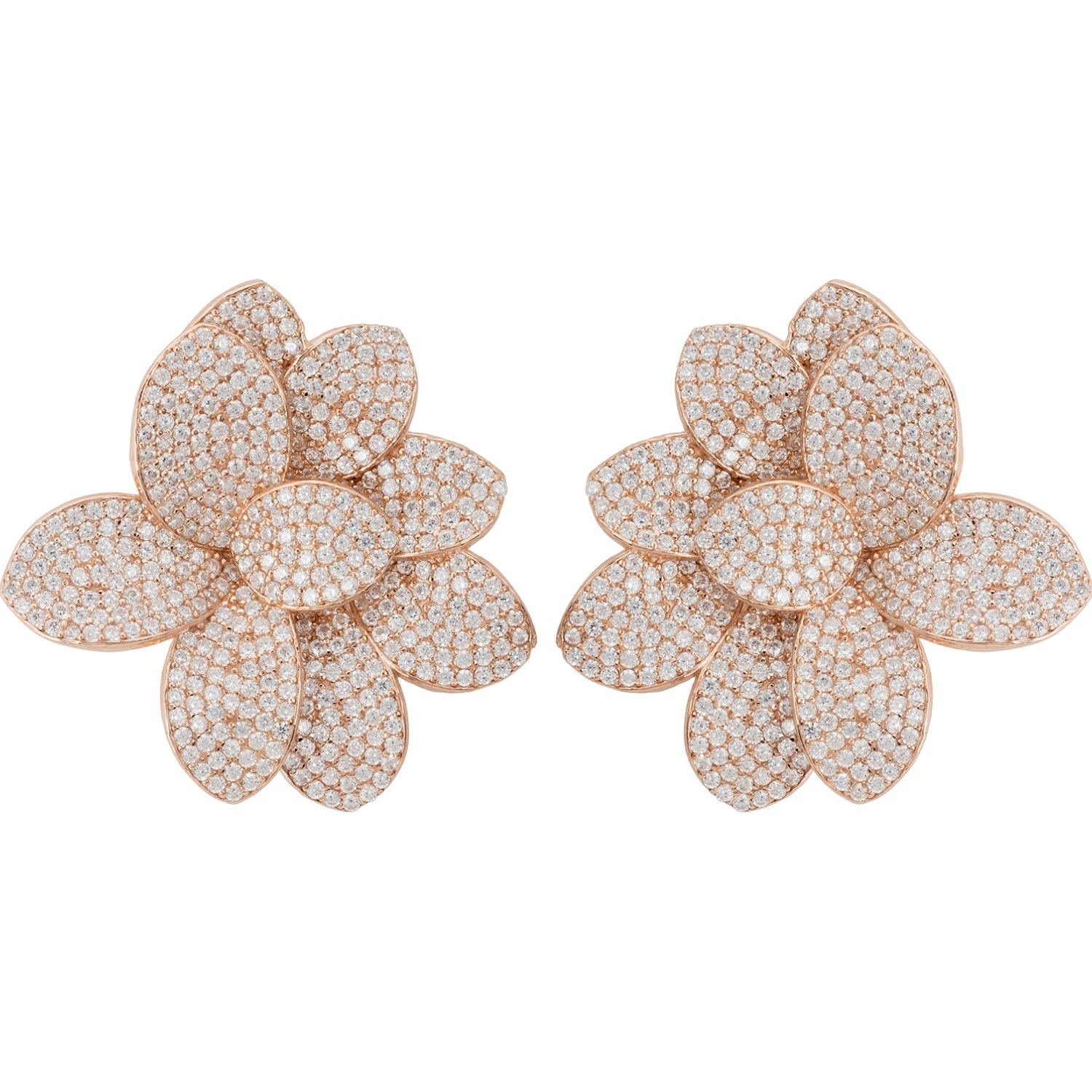 Amaryllis Flower Large Stud Earrings Rosegold
