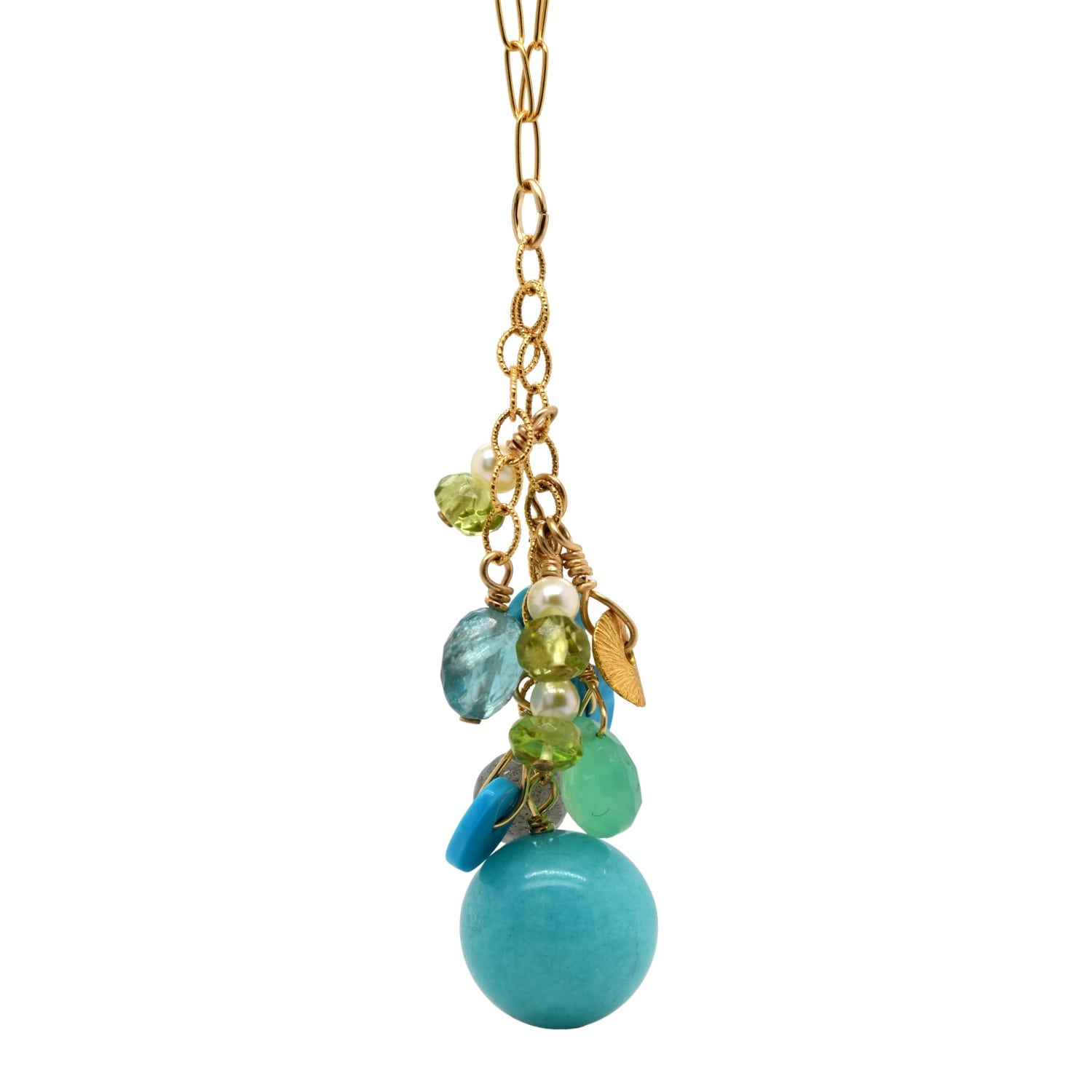 Amazonite Blues Colorblock Dangly Necklace