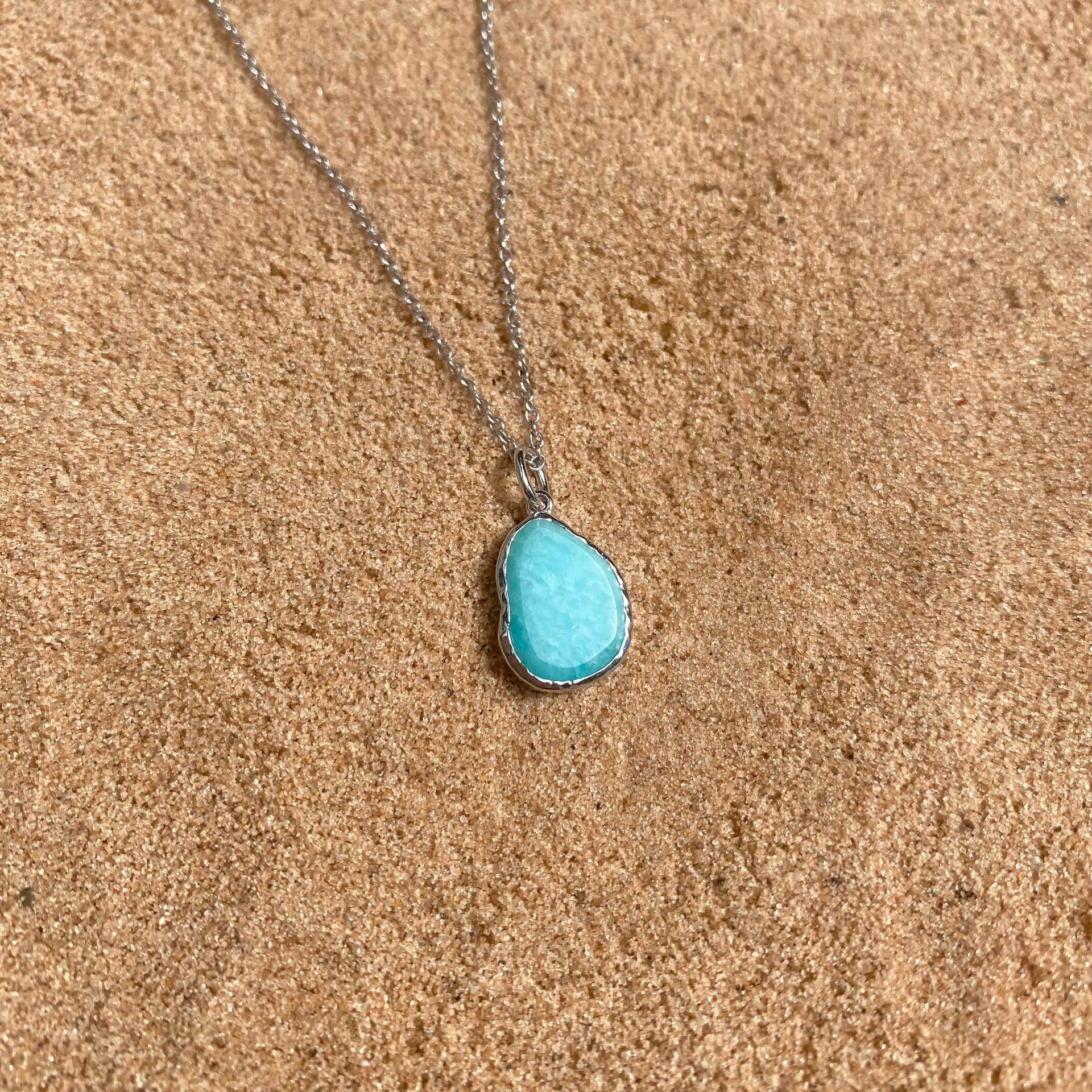 Amazonite Pebble Pendant Sterling Silver