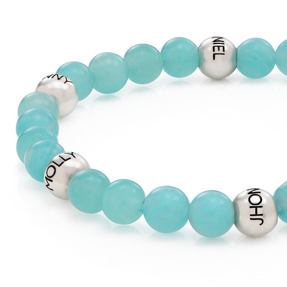 Amazonite Semi-Precious Balance Bead Bracelet in Sterling Silver