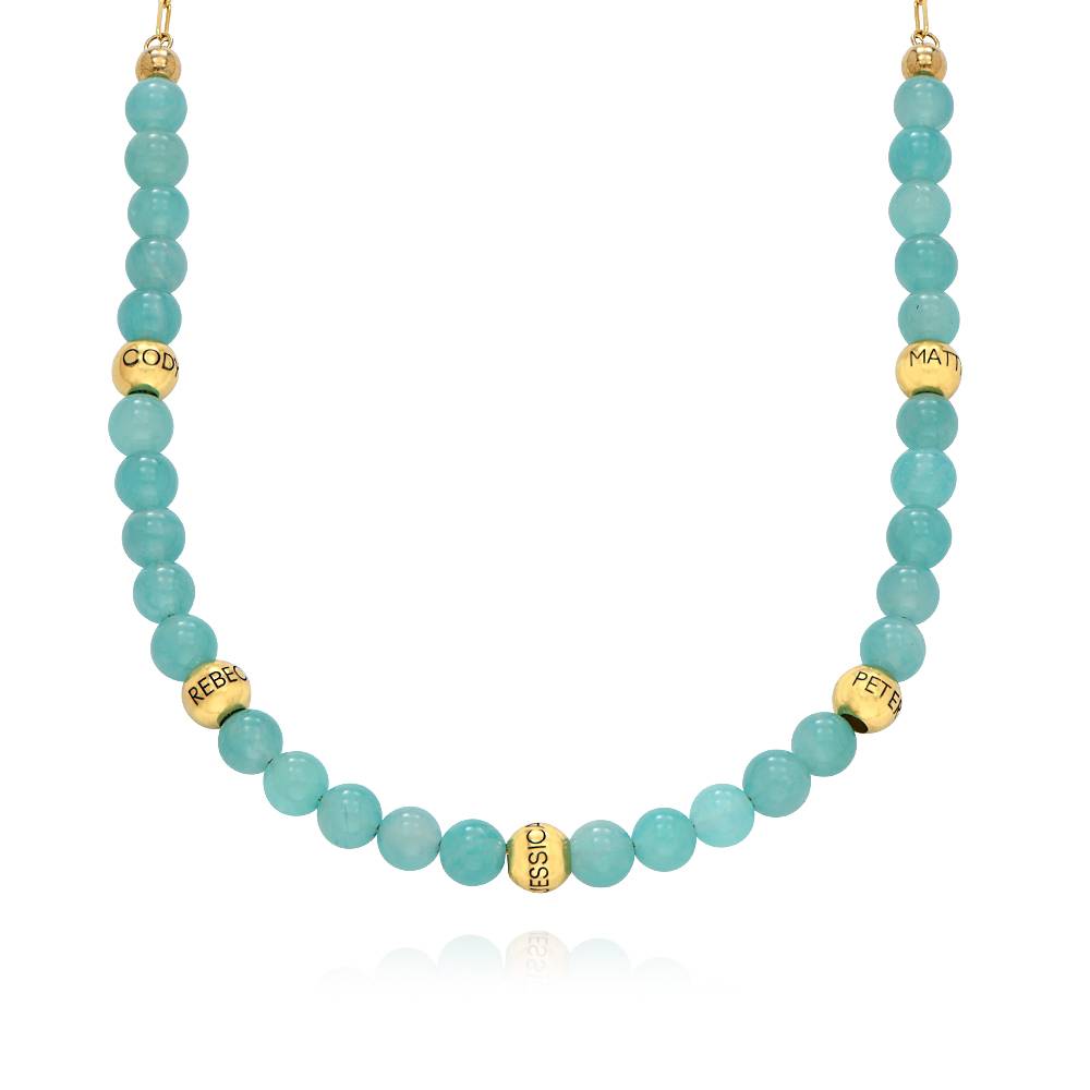 Amazonite Semi-Precious Balance Bead Necklace in 18K Gold Plating