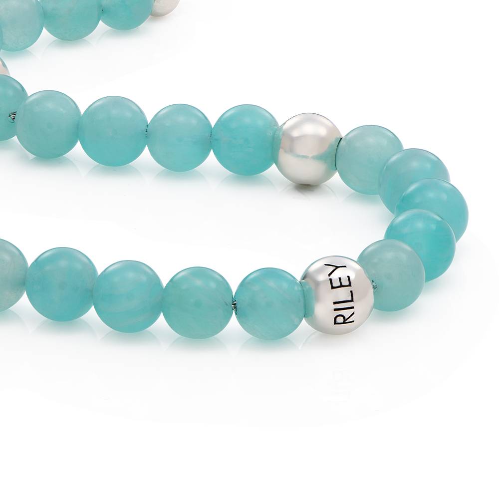 Amazonite Semi-Precious Balance Bead Necklace in Sterling Silver