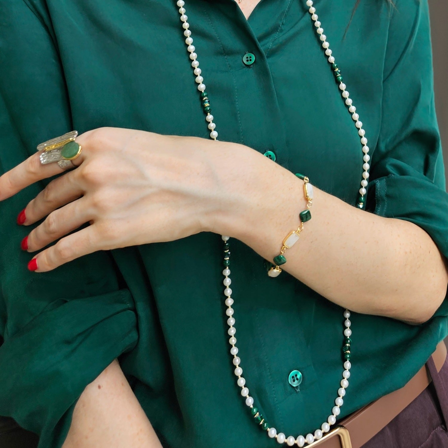 Aventurine Stone Setting Statement Ring