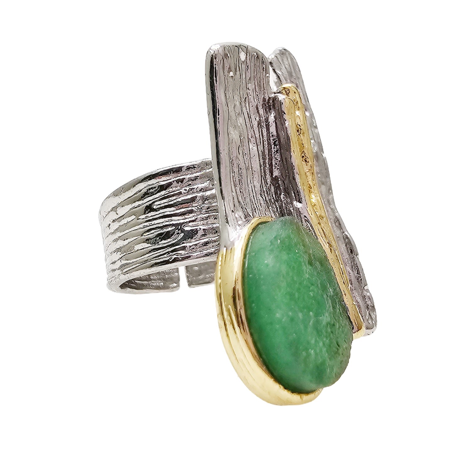 Aventurine Stone Setting Statement Ring