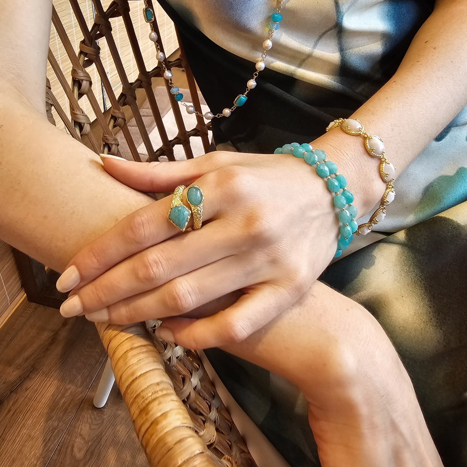 Amazonite Stone Open Ring