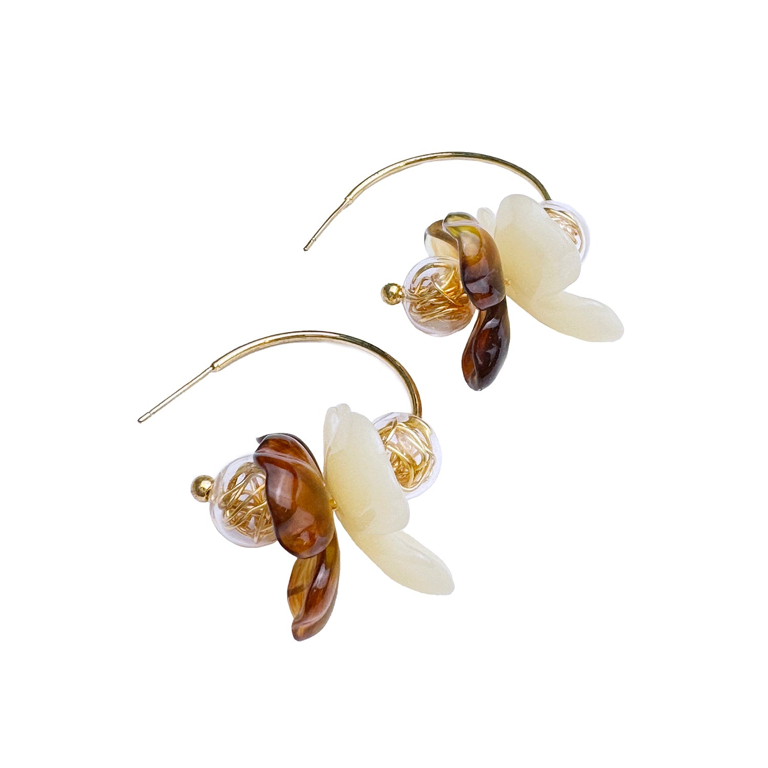 Amber Bloom Hoop Earrings