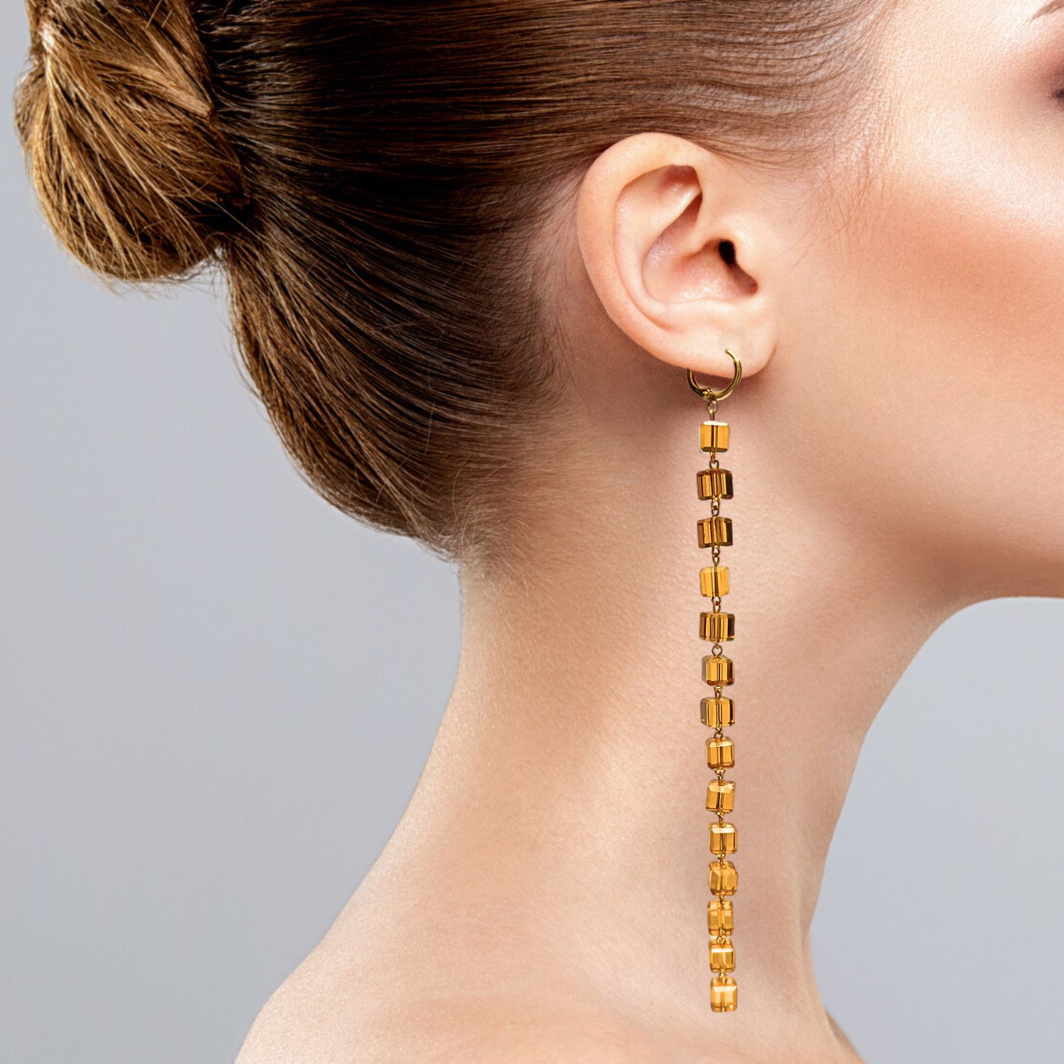 Amber Building Block Drop Earrings