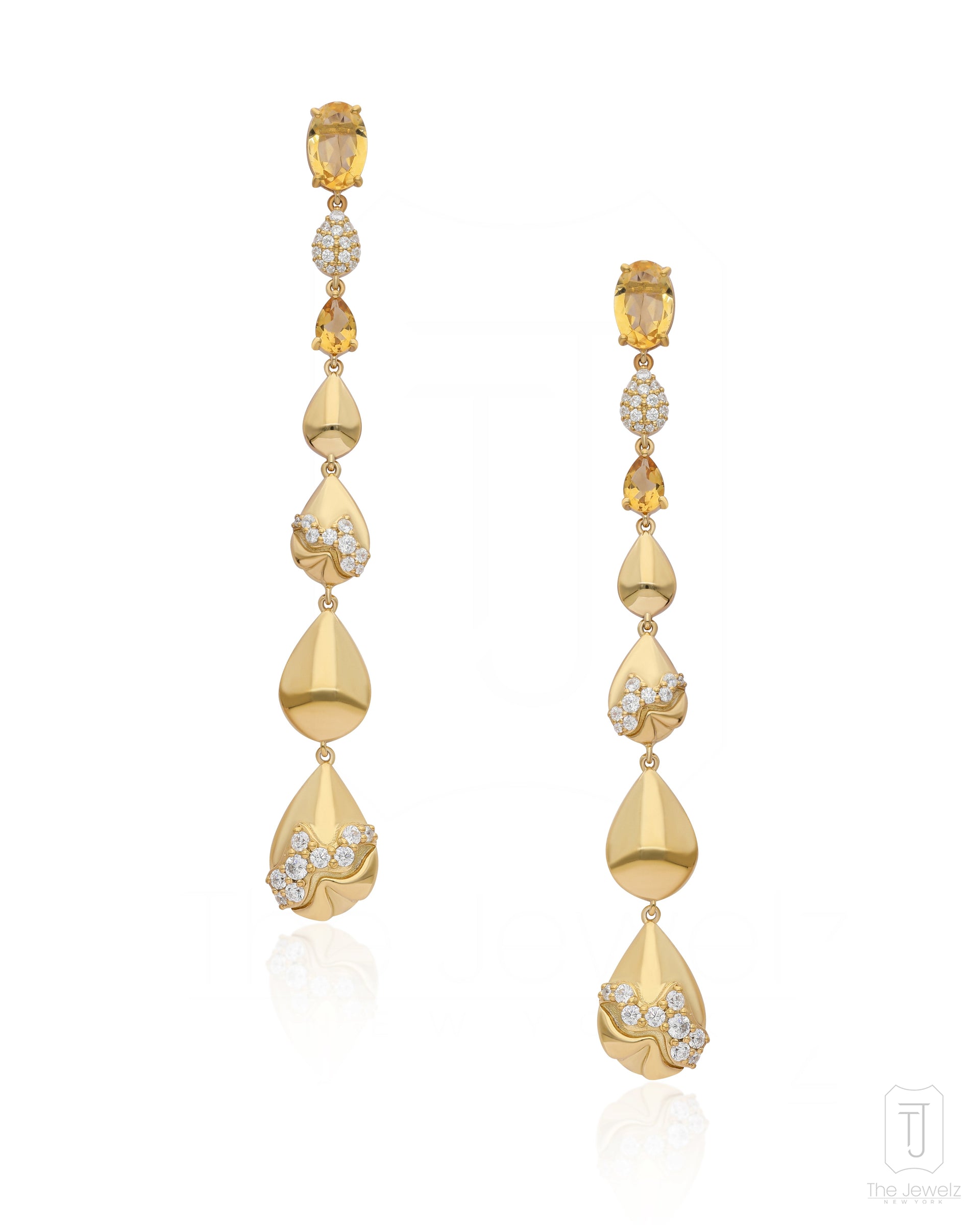 Amber Chords Citrine Silver Earrings For Her