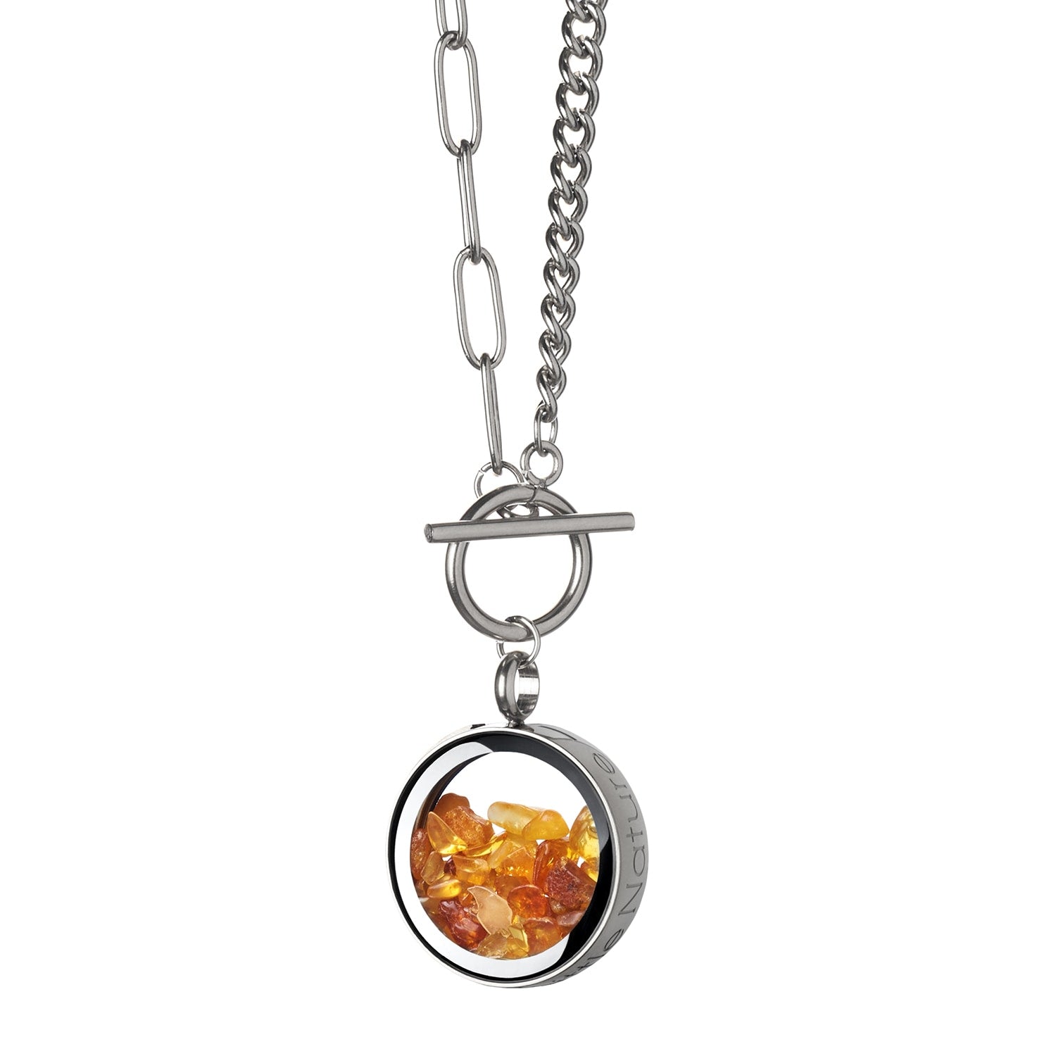 Handcrafted Amber Necklace - Toggle Necklace- Nature-Inspired Jewelry -Birthstone Necklace