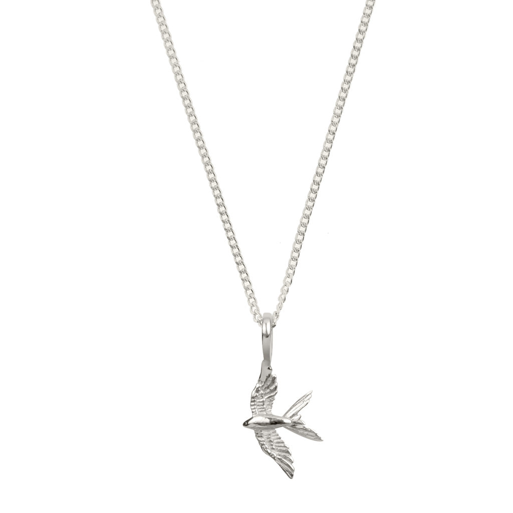 Swallow In Flight Silver Necklace