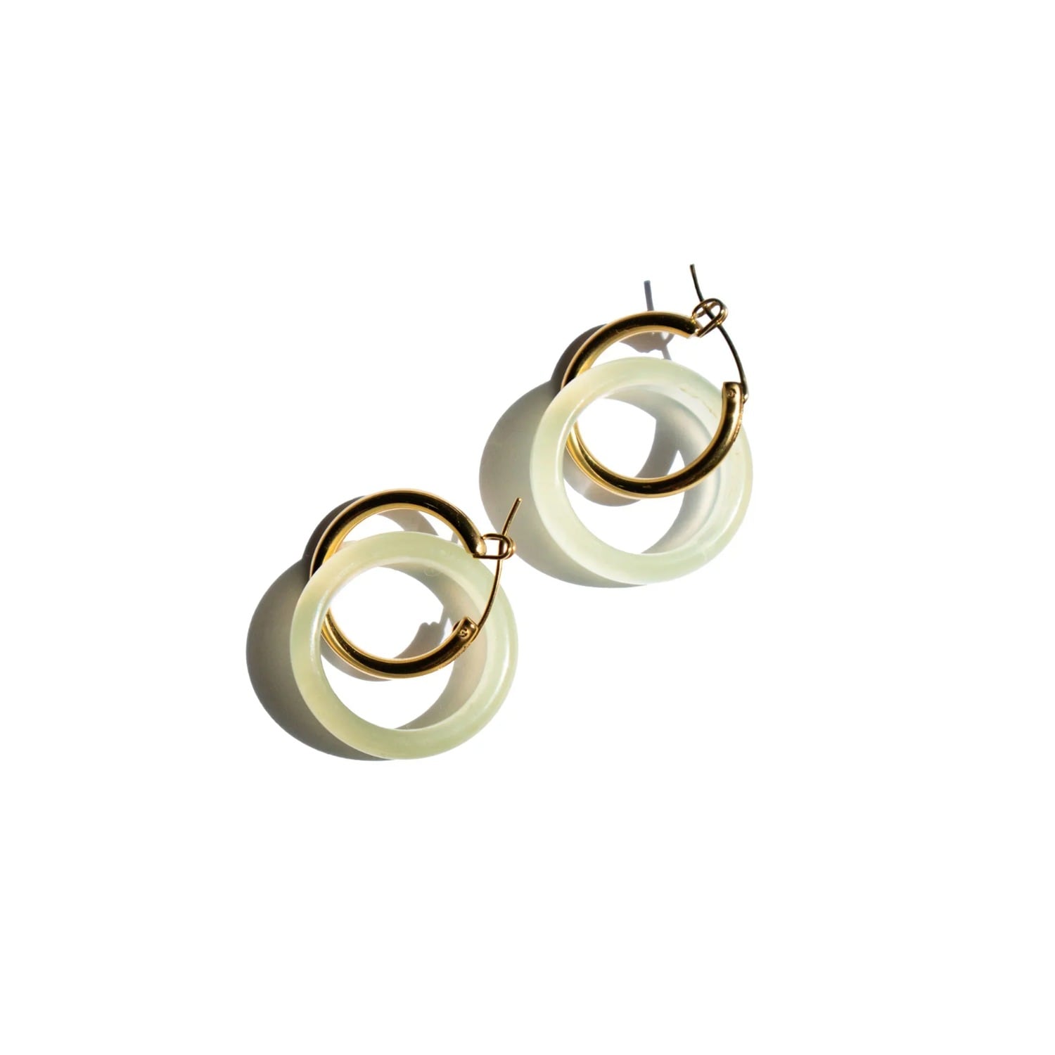 Amelie Skinny Jade Stone Hoop Earrings - Off White
