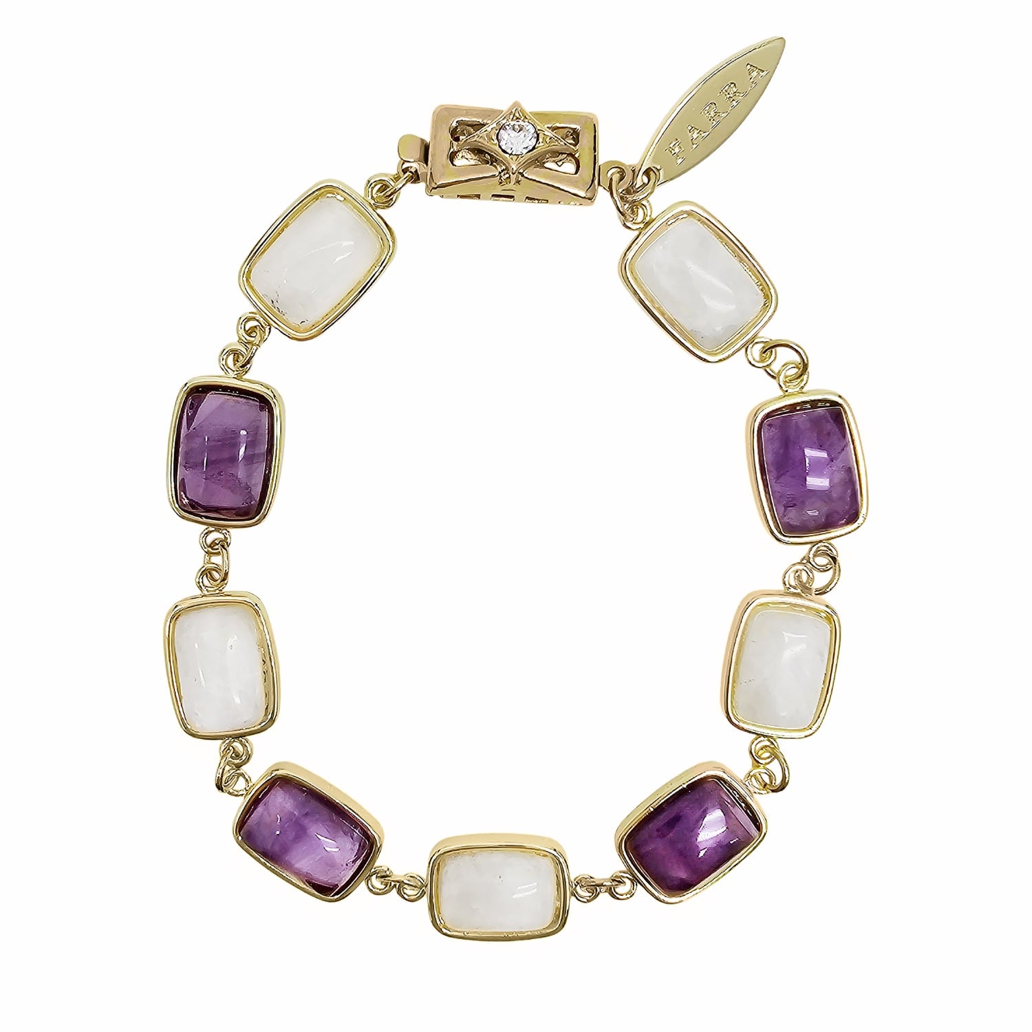 Amethyst And Moonstone Box Clasp Bracelet