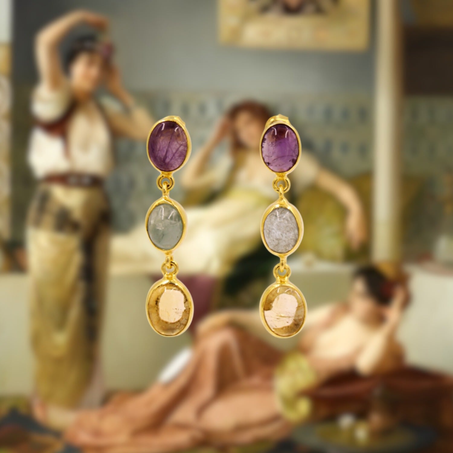 Amethyst Aquamarine Royal Earrings