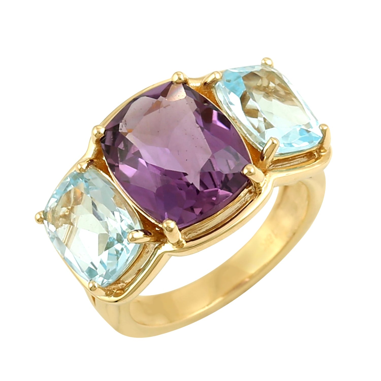 Colorful Gemstone Three-Stone Ring In 18K Gold