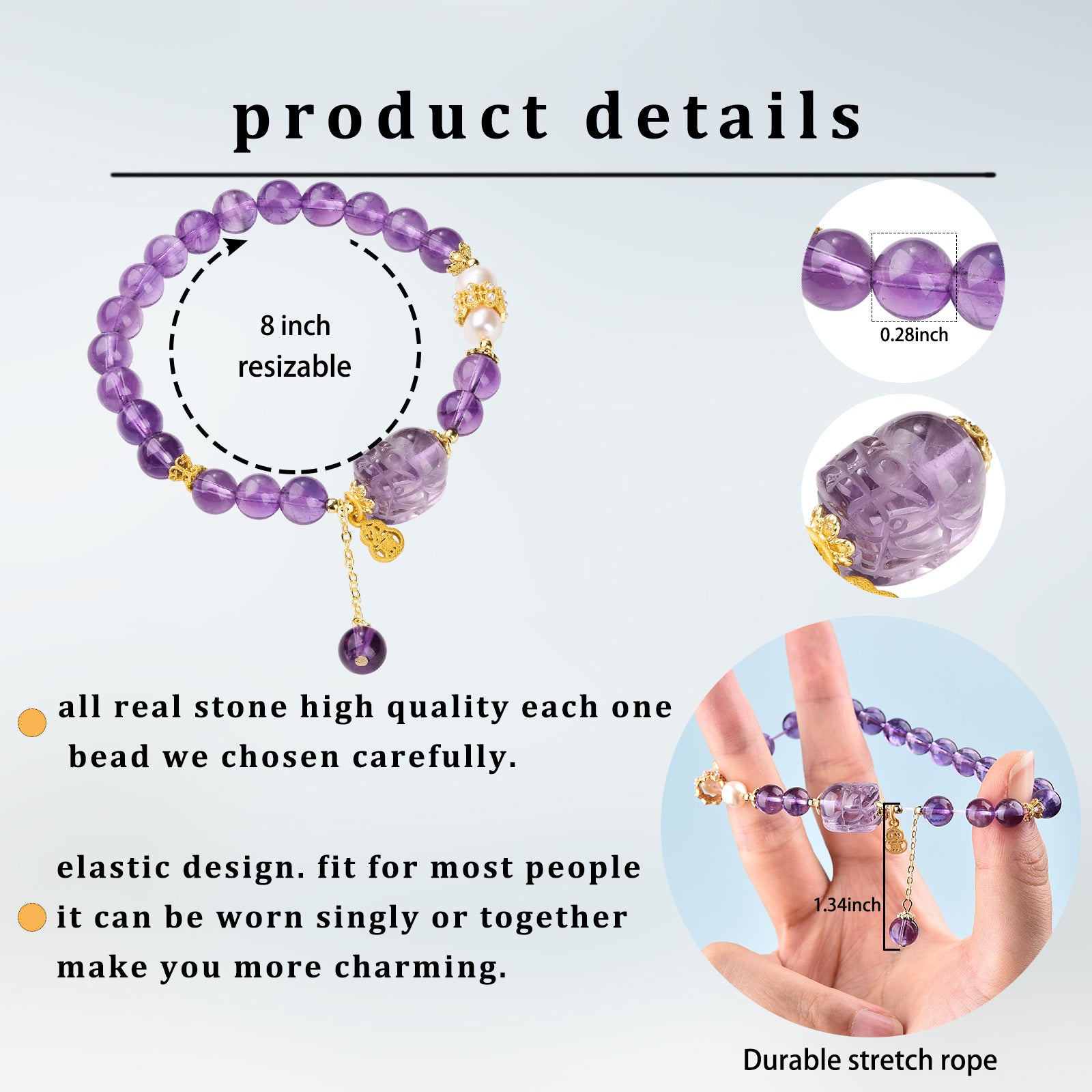 Amethyst Brave Troops Charm Bracelet