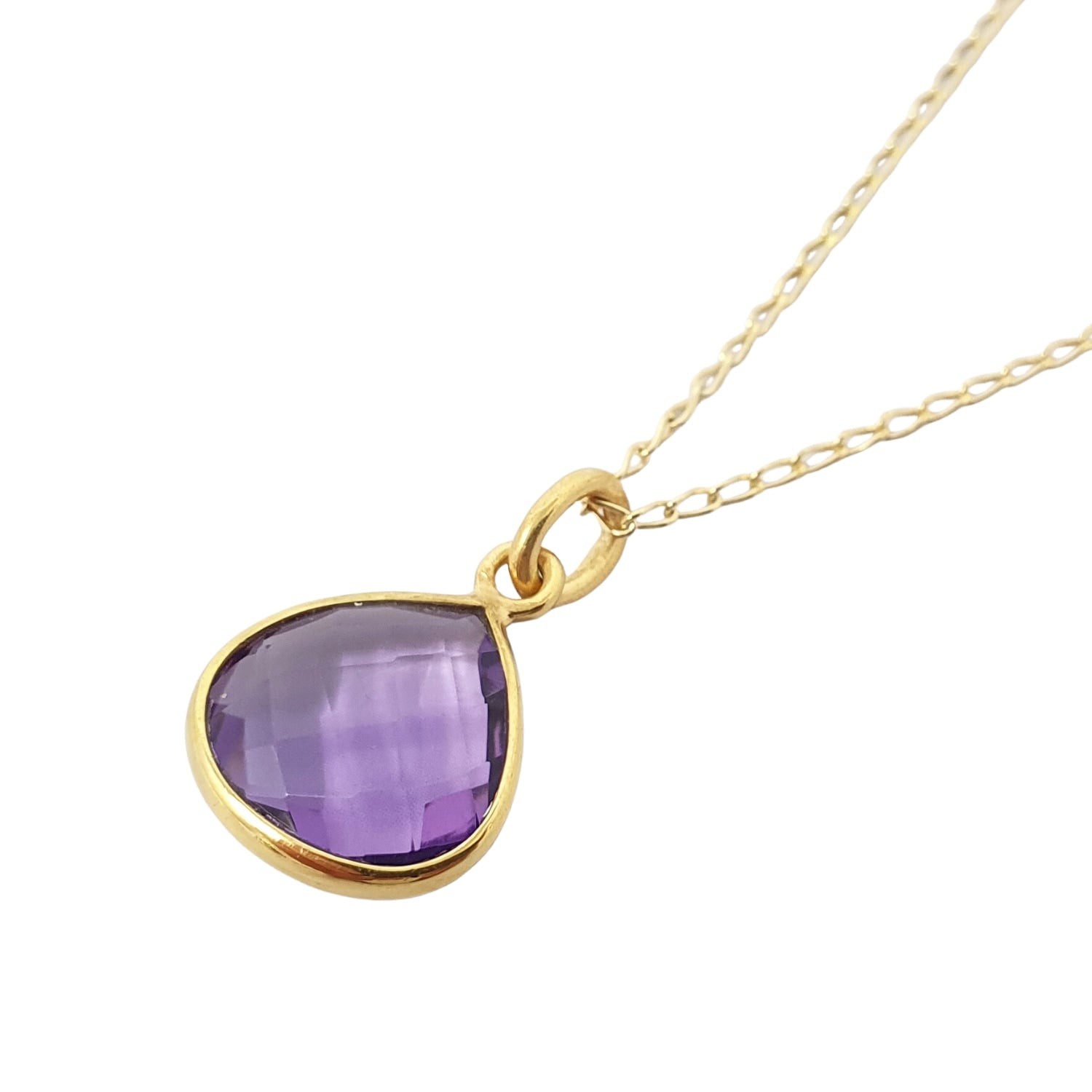 Amethyst February Birthstone Purple Pendant Charm Necklace
