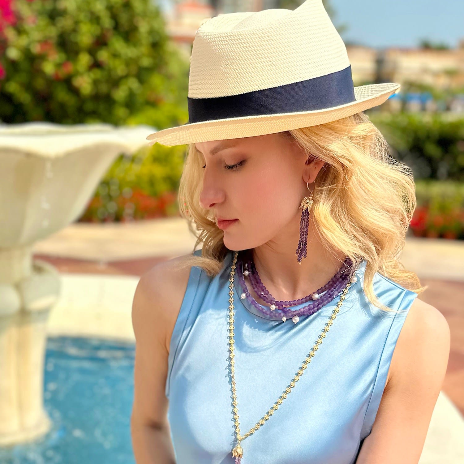 Amethyst Fringe Drop Earrings