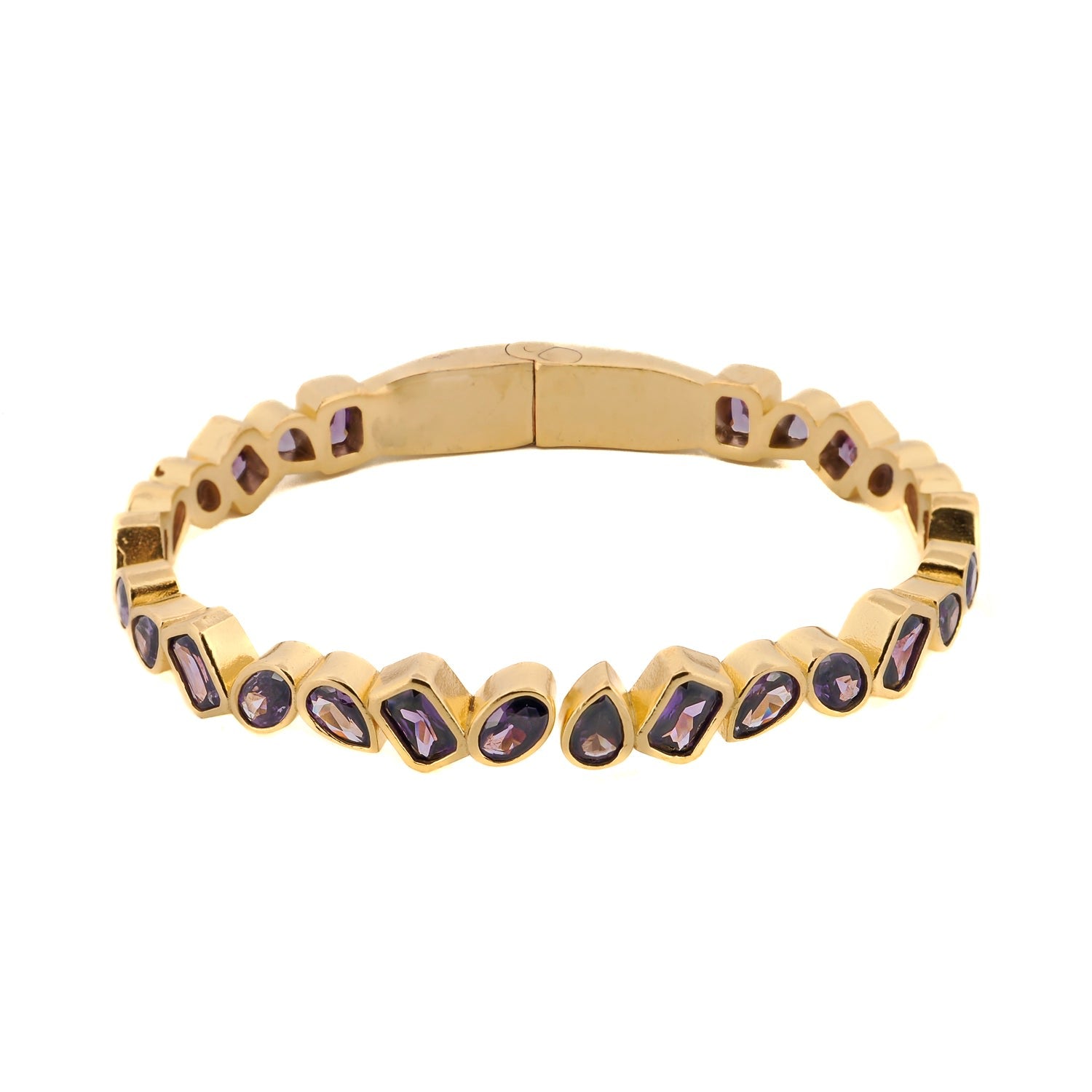 Amethyst & Gold Majestic Bangle Design Bracelet - Purple